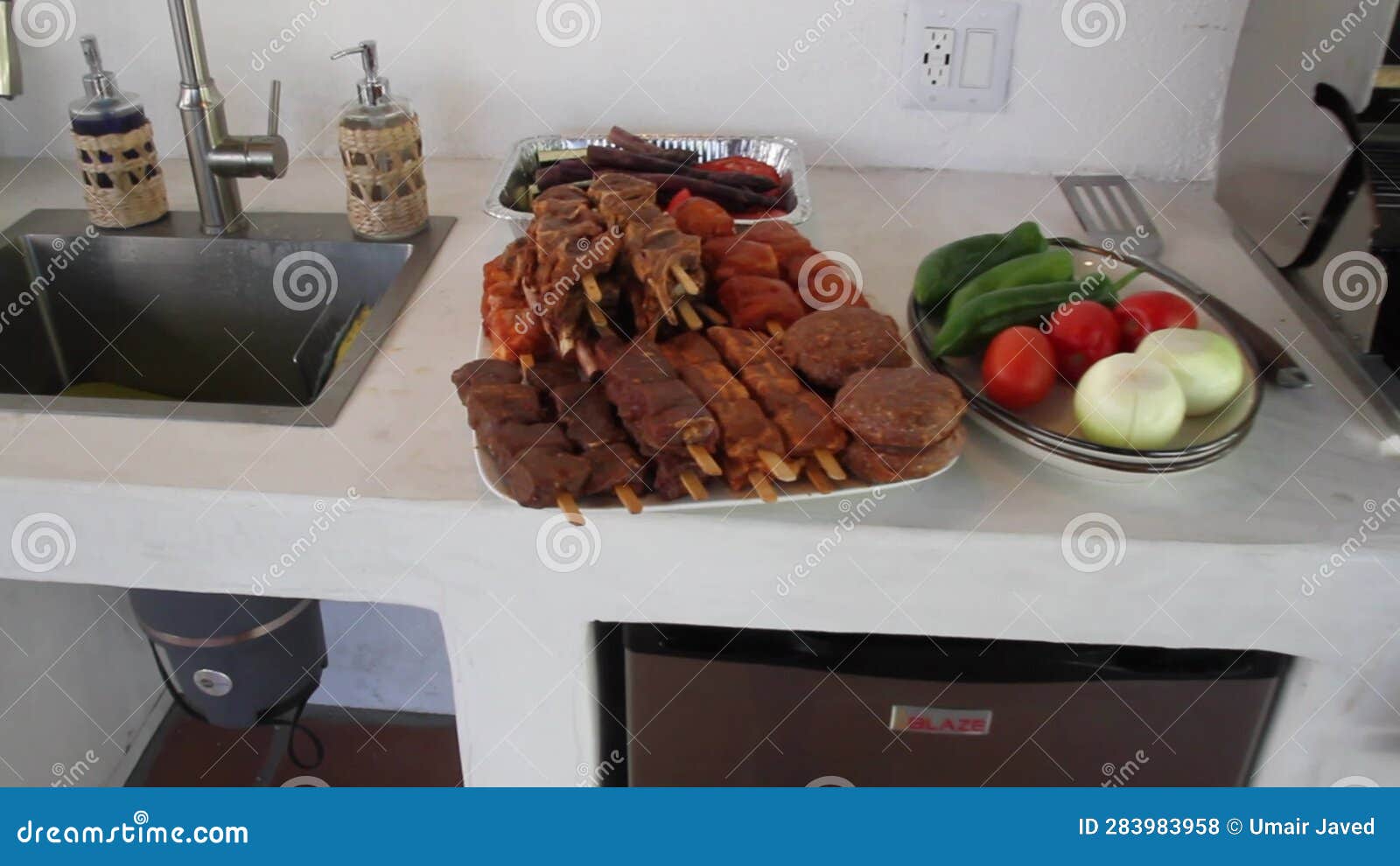 Freeze Different Types of Meat and Kebab Sticks Stock Footage Video