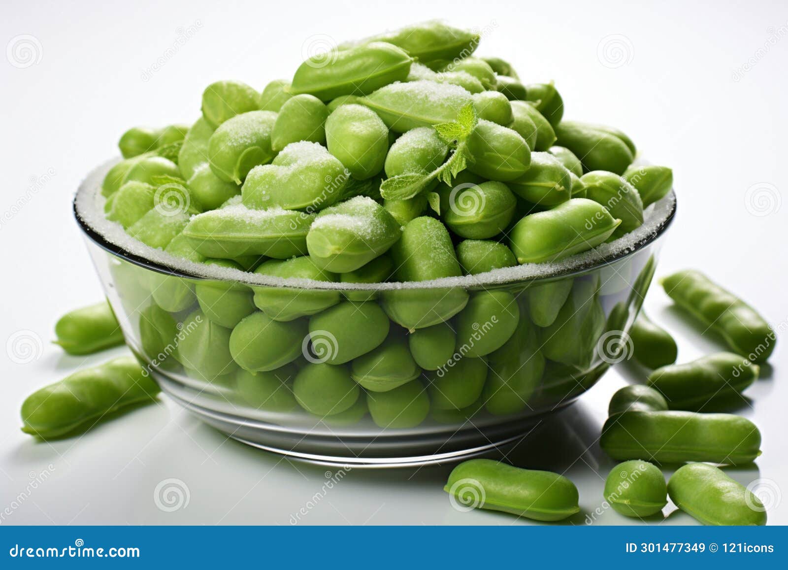 Freeze Dried Green Peas on White Background Stock Illustration