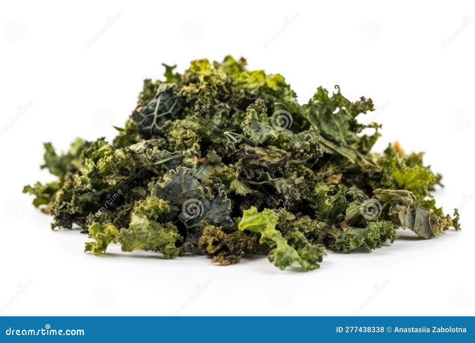 Freeze Dried Kale on White Background. Generative AI Stock Illustration