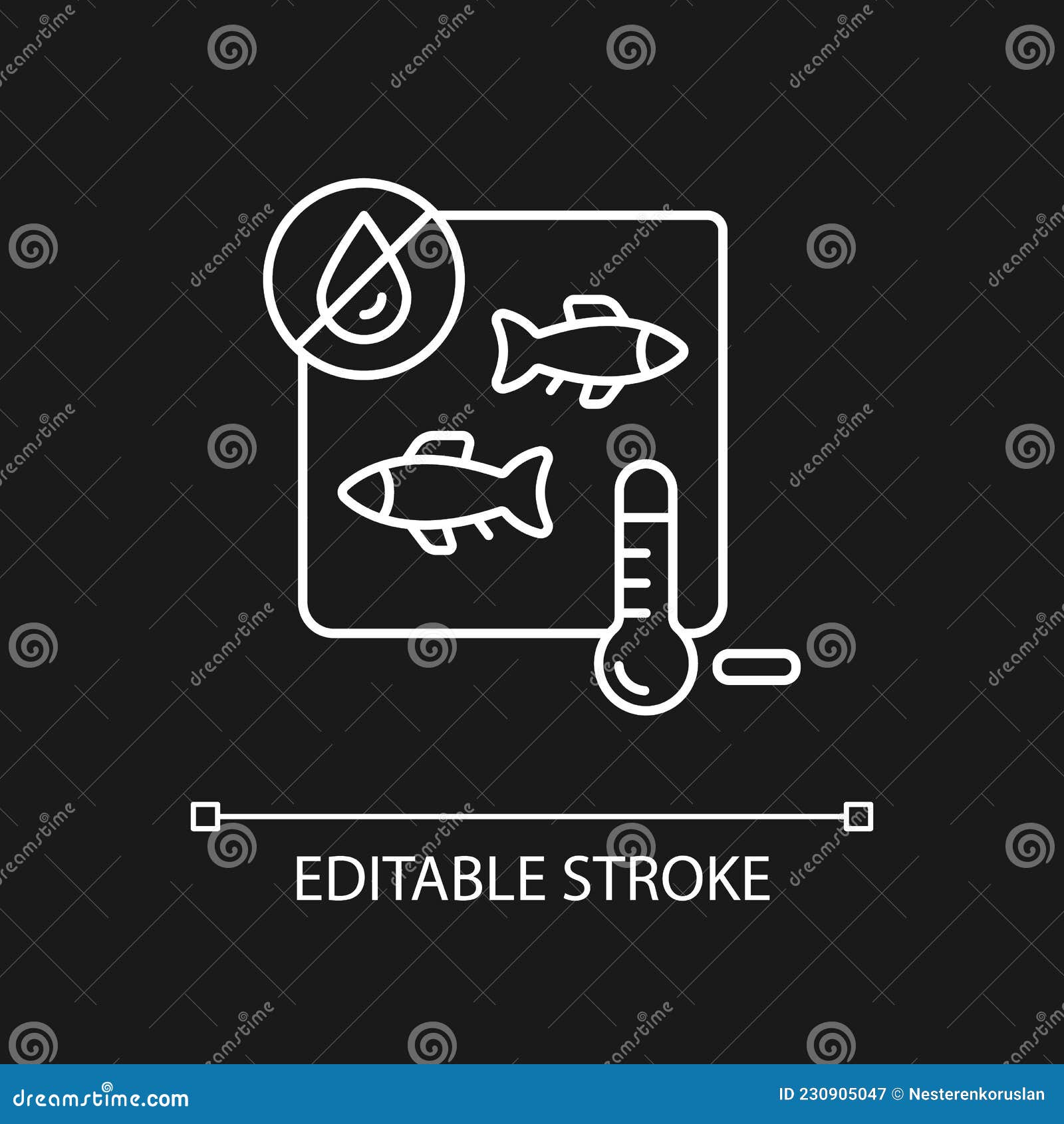 freeze drying fish white linear icon for dark theme