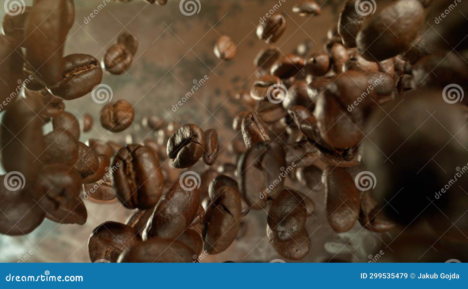 Freeze Motion of Falling Roasted Coffee Beans Stock Image Image of