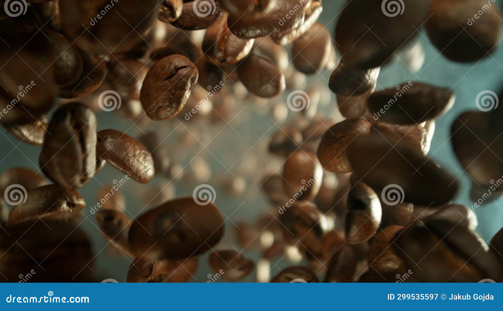 Freeze Motion of Falling Roasted Coffee Beans Stock Image Image of
