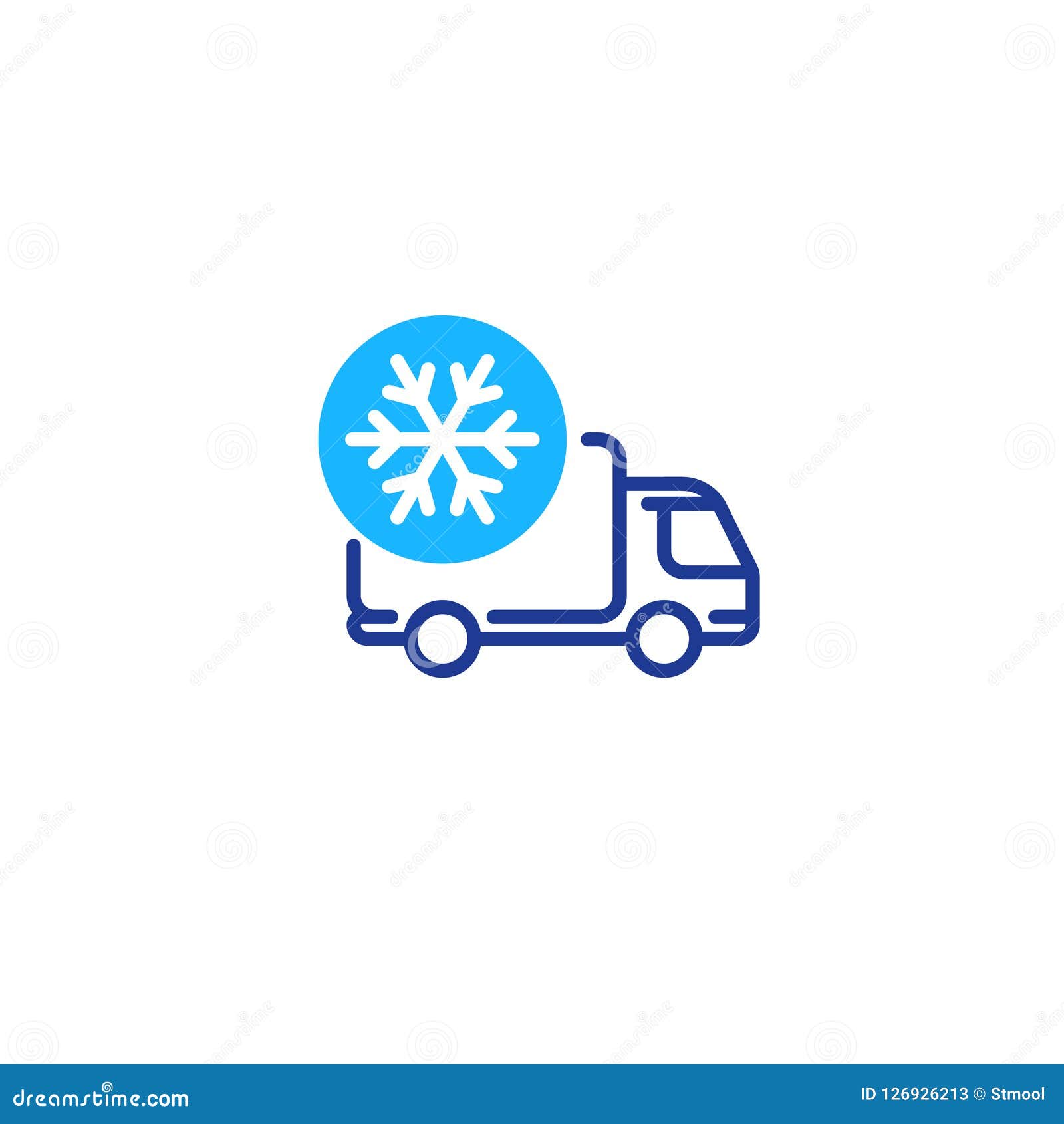 freezer truck line icon, cold product delivery transportation