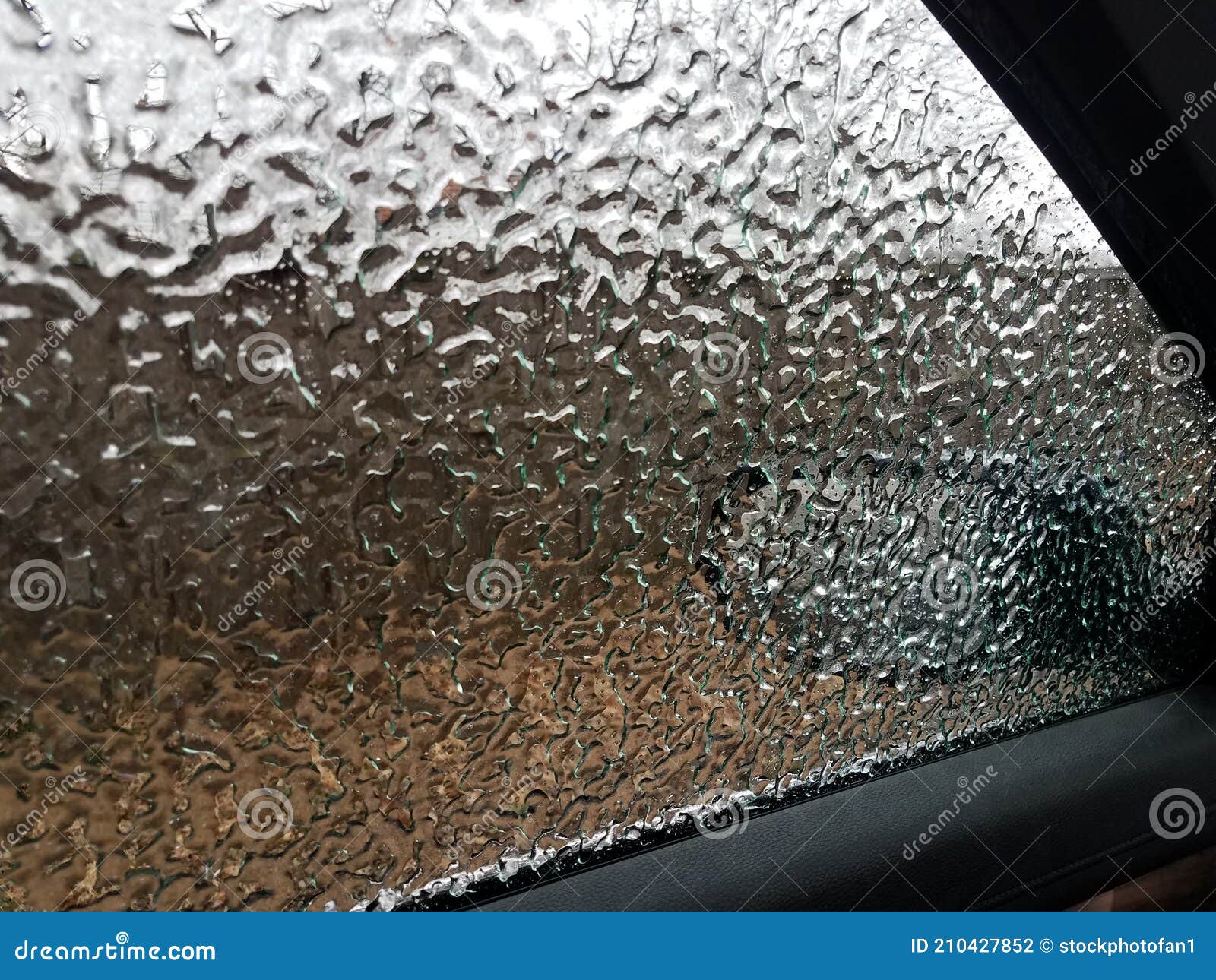 Freezing Rain Ice on Car Window with Mirror Stock Photo Image of rain