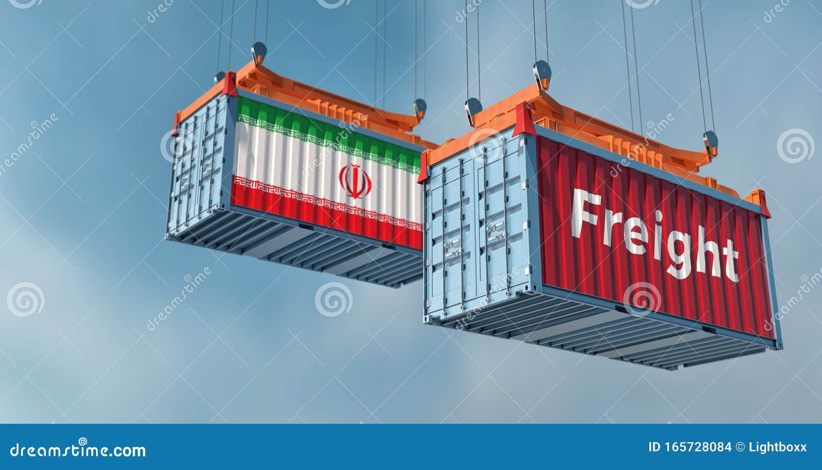 Freight Container with Iran Flag. Stock Illustration - Illustration of