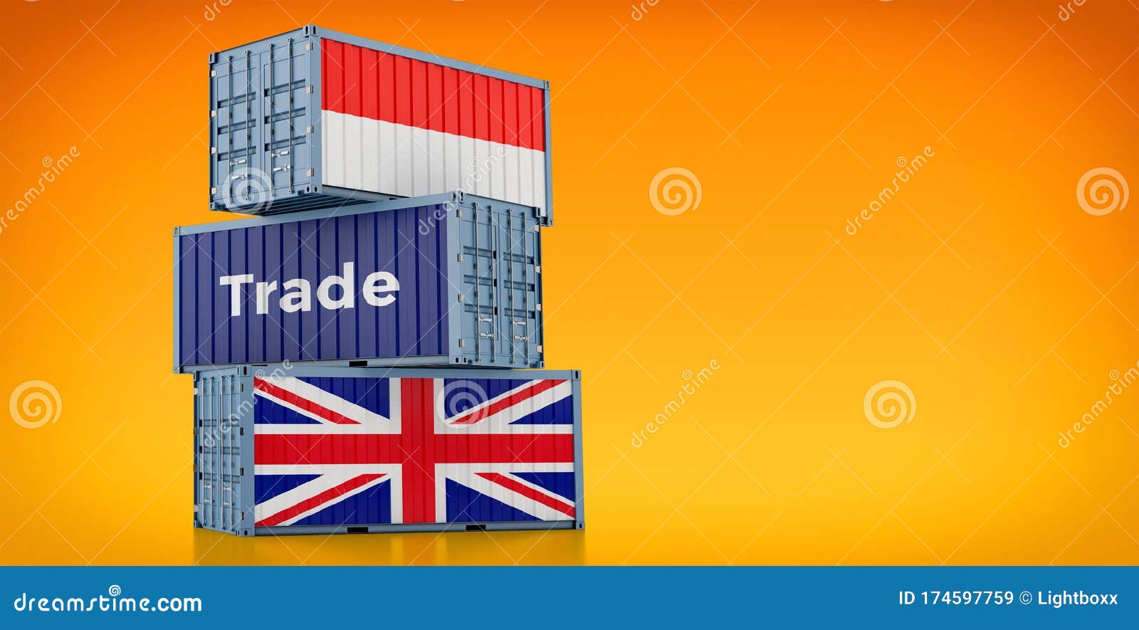 Freight Containers With United Kingdom And Indonesia Flag Stock Illustration Illustration Of Goods Storage