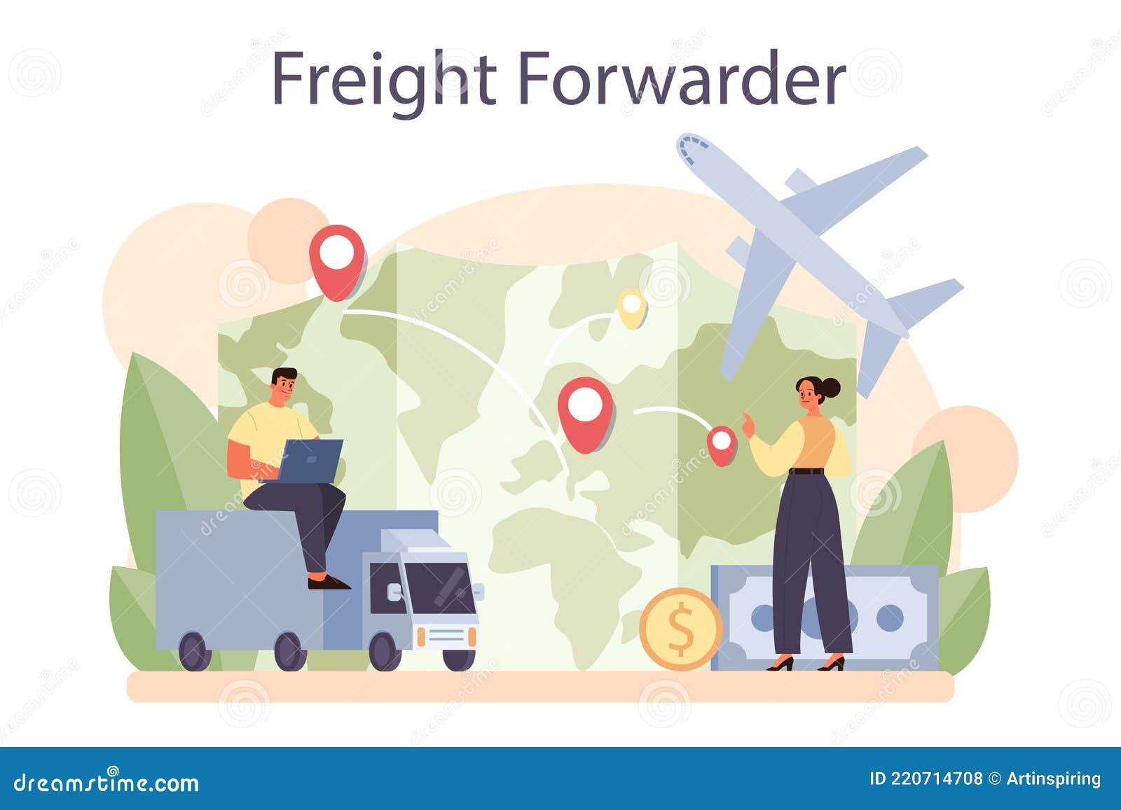 Freight Forwarder Concept. Loader In Uniform Delivering A Cargo