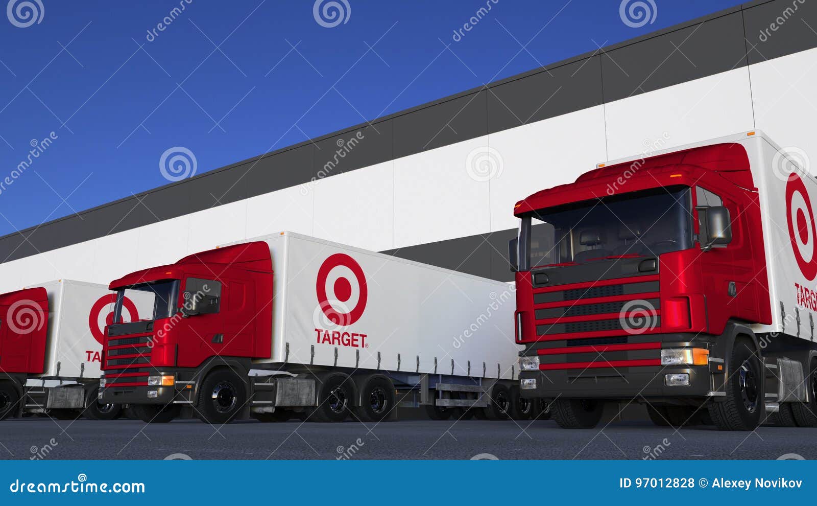 Freight Semi Trucks with Target Corporation Logo Loading or Unloading