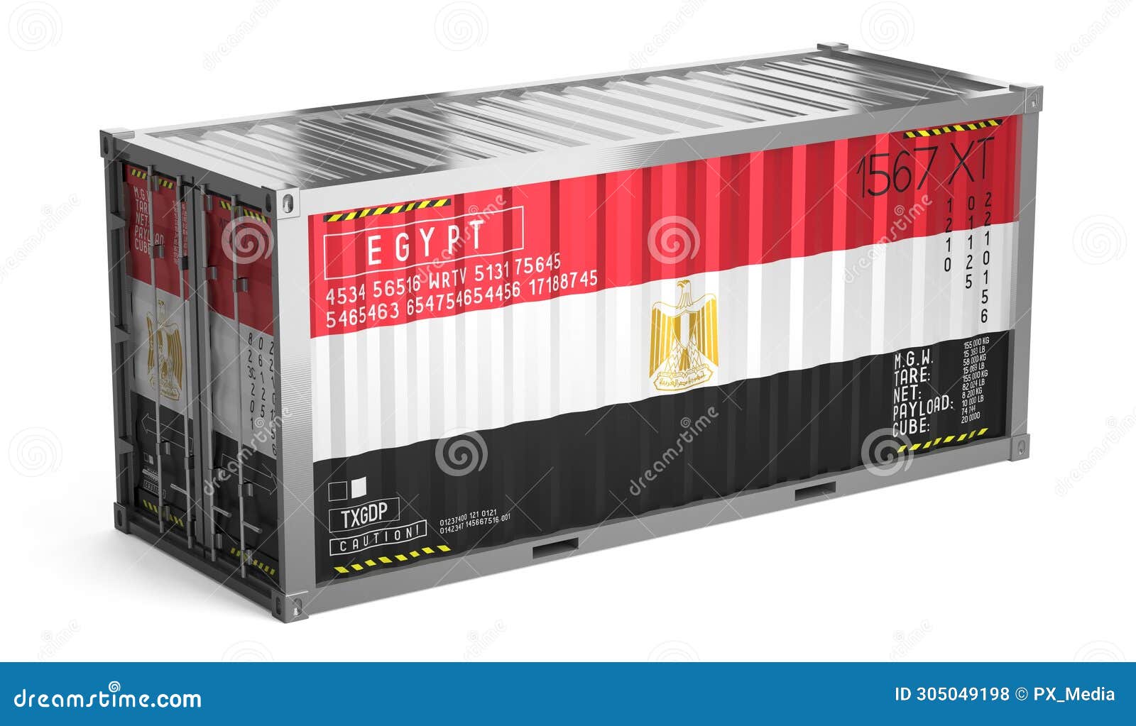 Egypt Freight Shipping Container with National Flag Stock