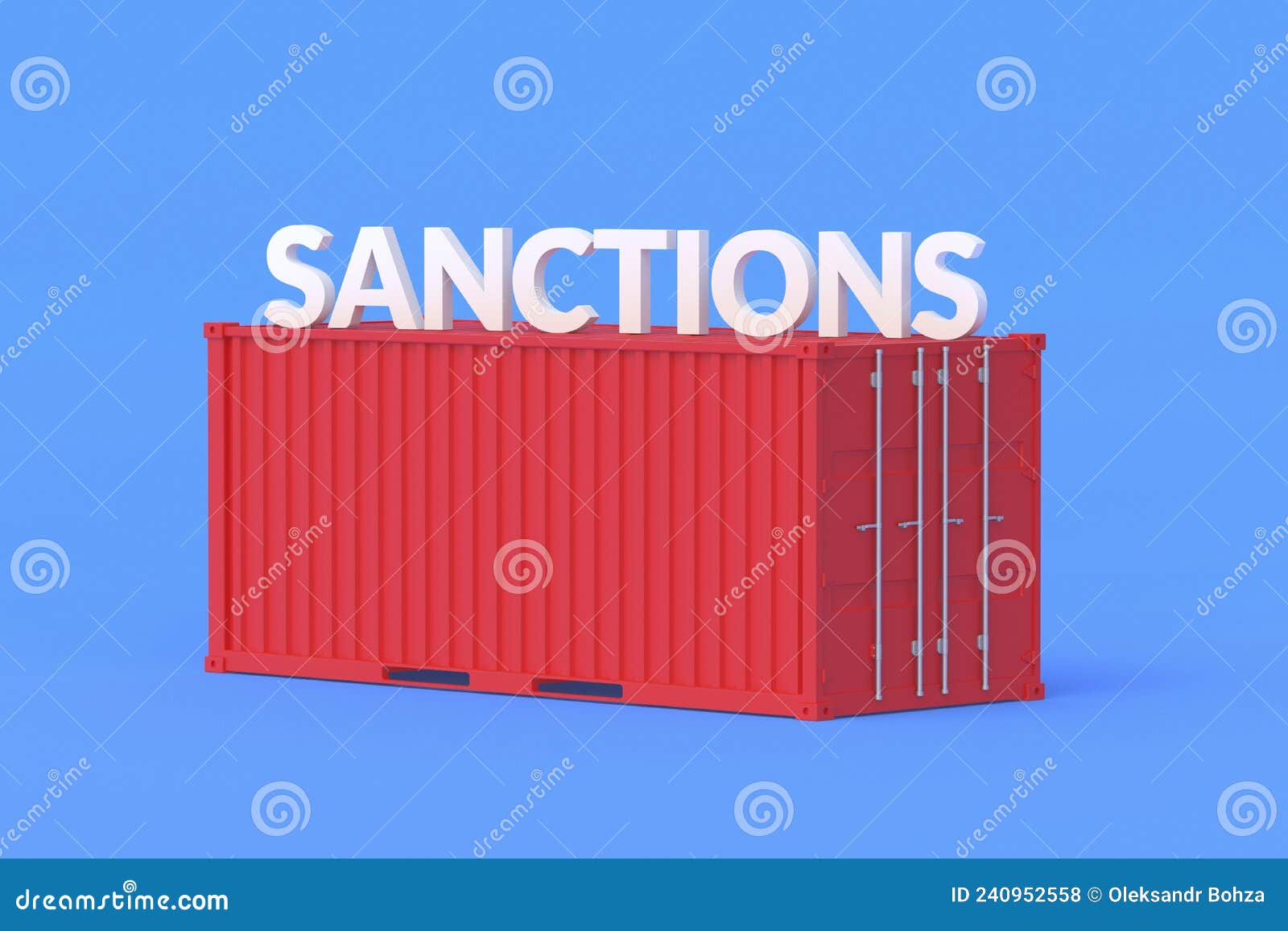 Freight Shipping Container, Word Sanctions Stock Illustration