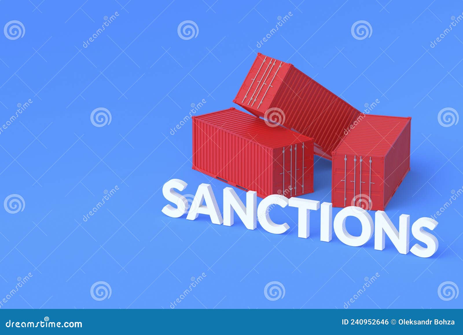 Freight Shipping Container, Word Sanctions Stock Illustration