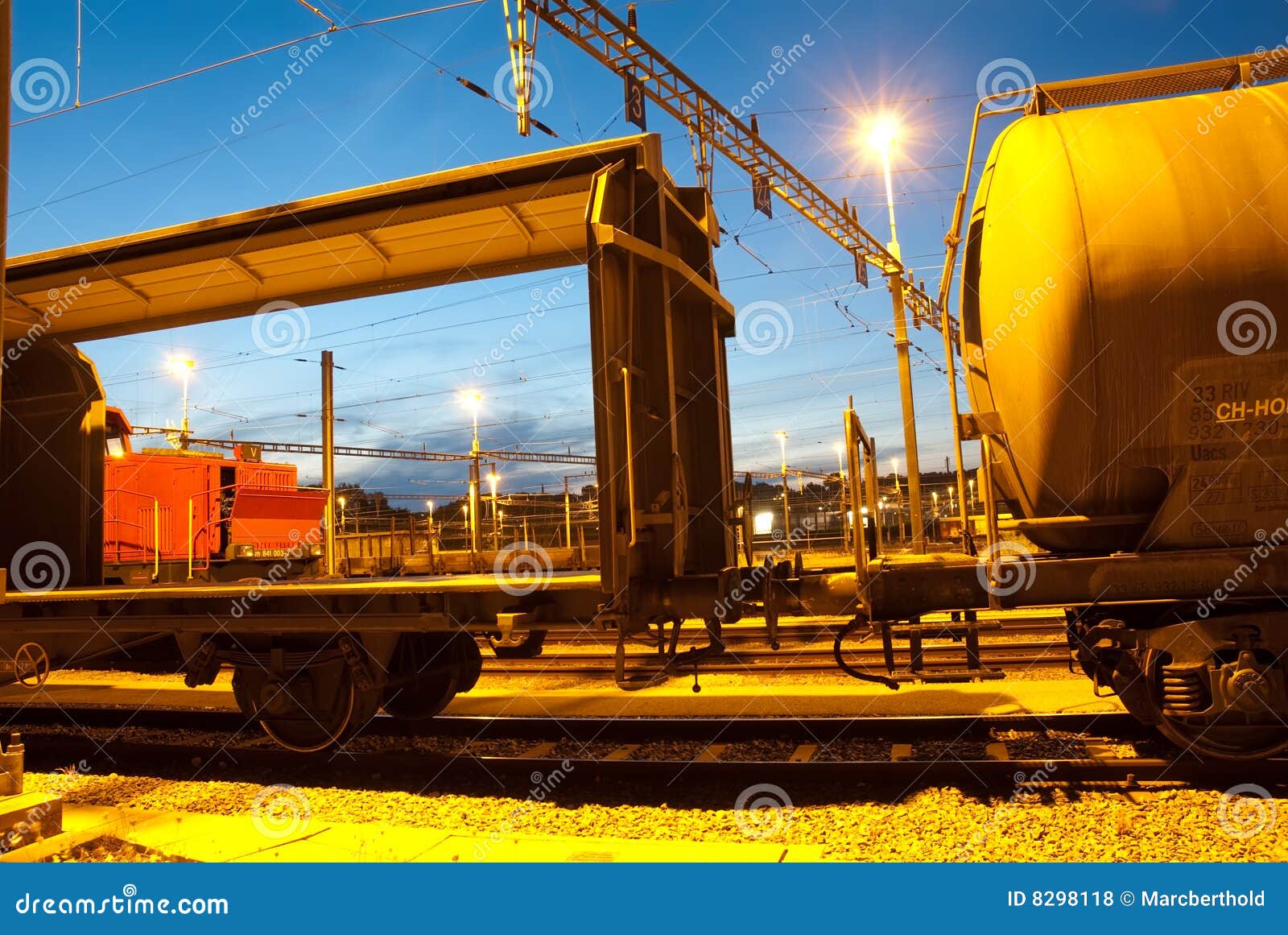 Freight Train Cars at Twilight Stock Photo Image of yellow, siding