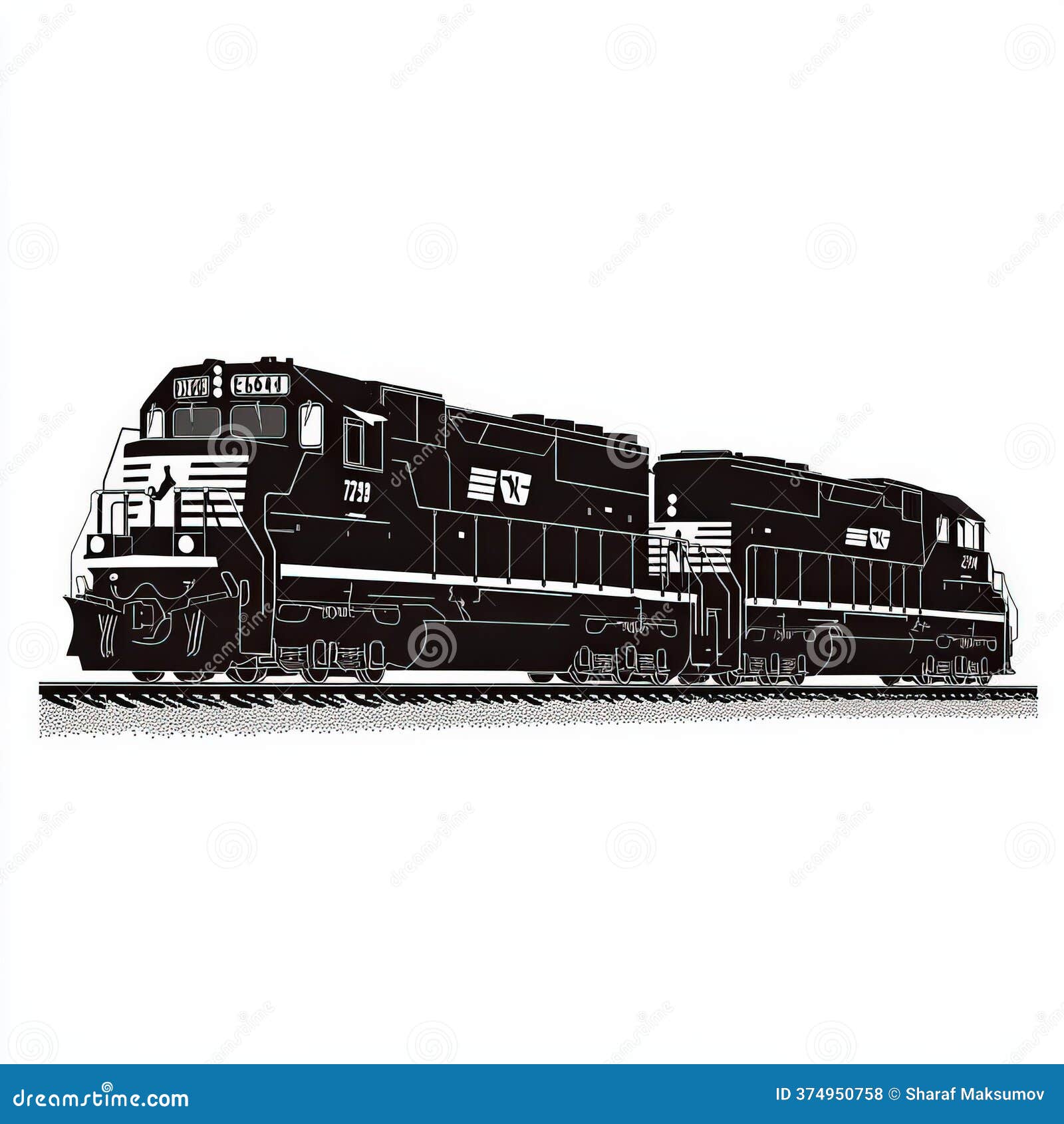 Freight Train Silhouette , Black and White Illustration Isolated on White  Background Stock Illustration - Illustration of industrial, rail: 374950758, image size:1600x1690