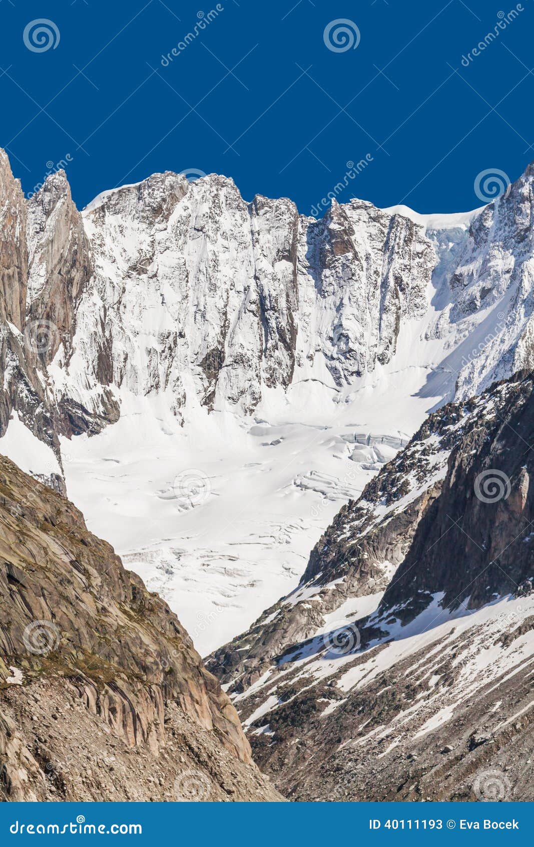 French Alps Valley Under Mt. Blanc with Mer De Glace - Sea of Ice ...