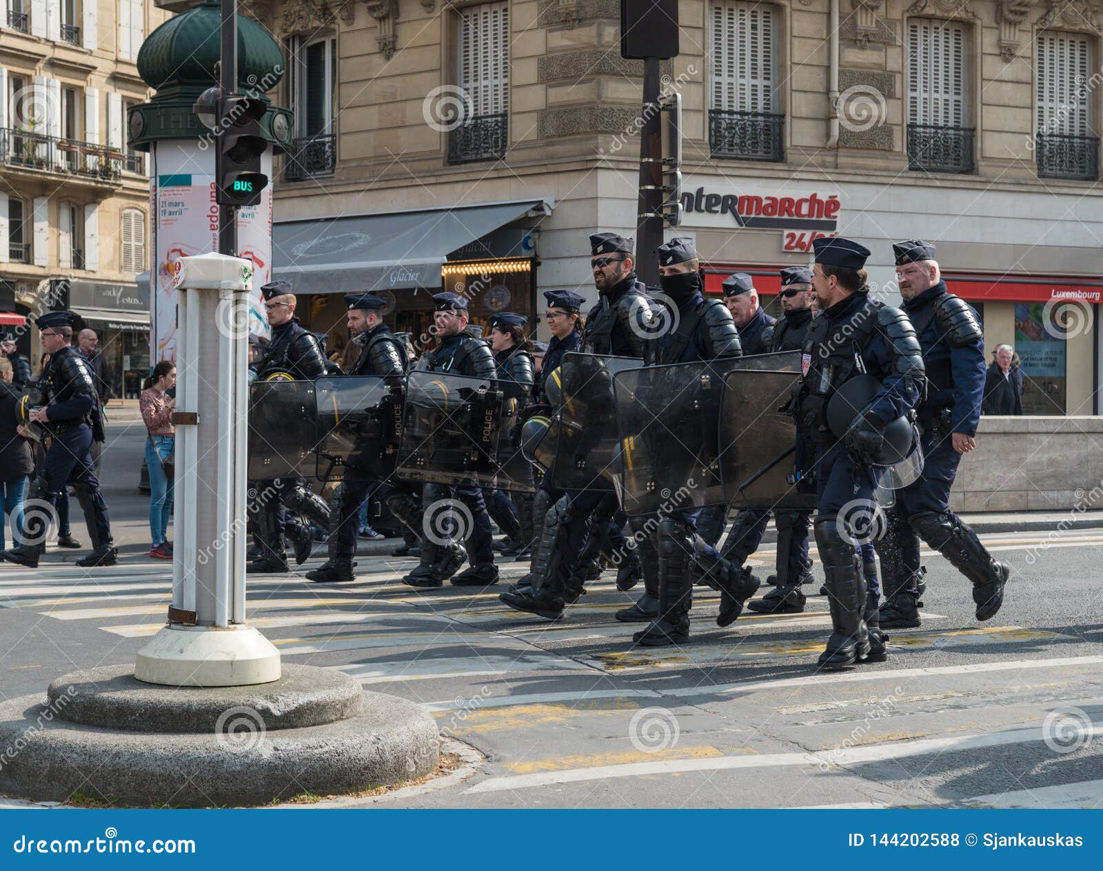 French Armed Forces Marching in the Street during Yellow Vests Gilets ...