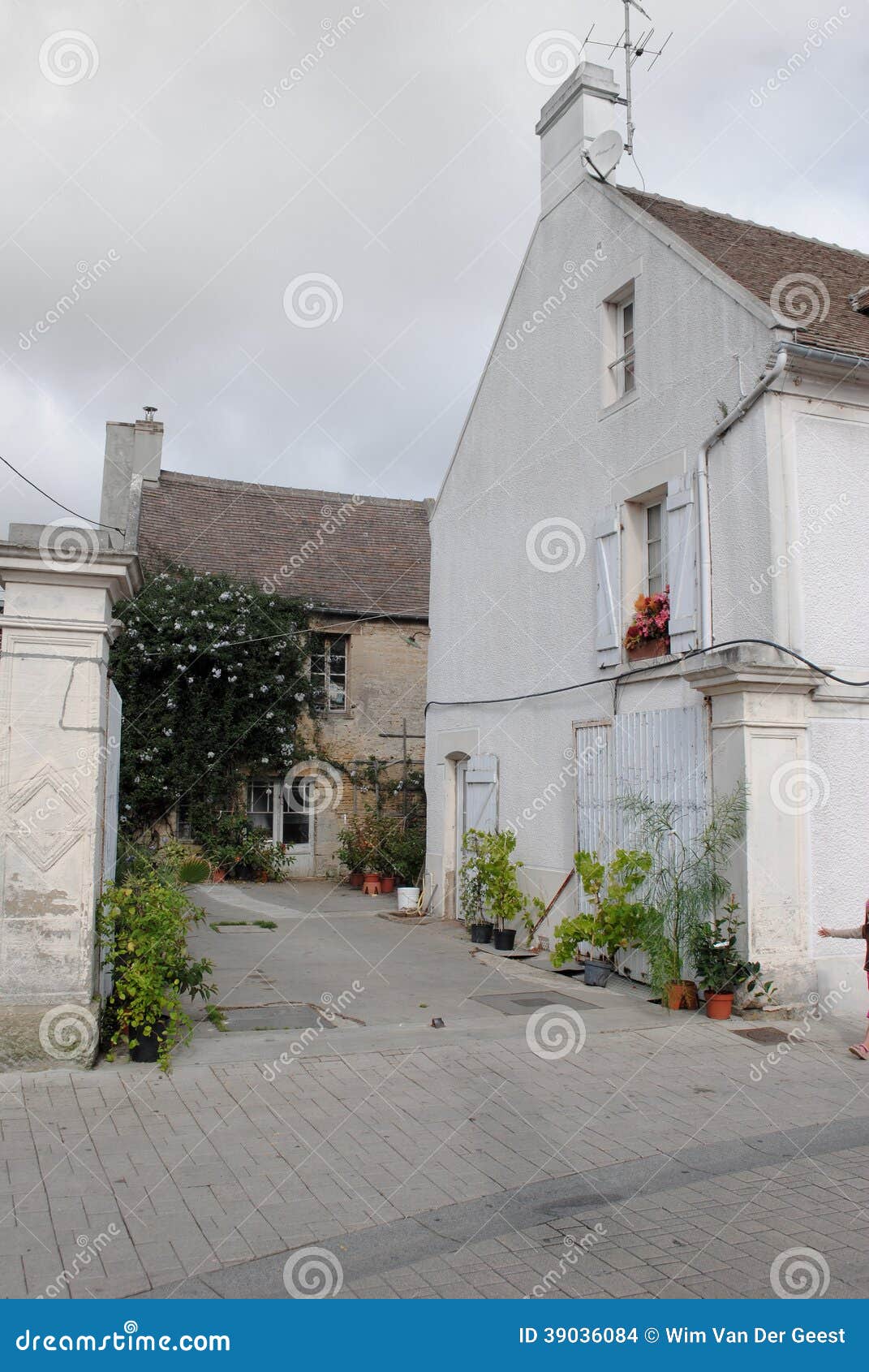 French Backyard with Flowers Stock Photo Image of normandy, roof