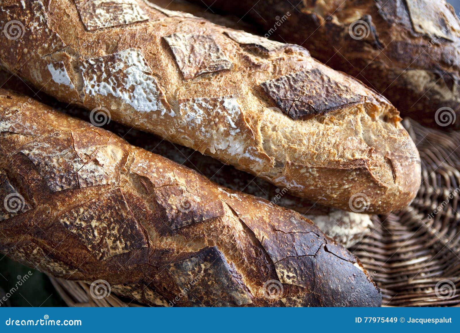 French Baguette in a Basket Stock Image Image of focus, detail 77975449