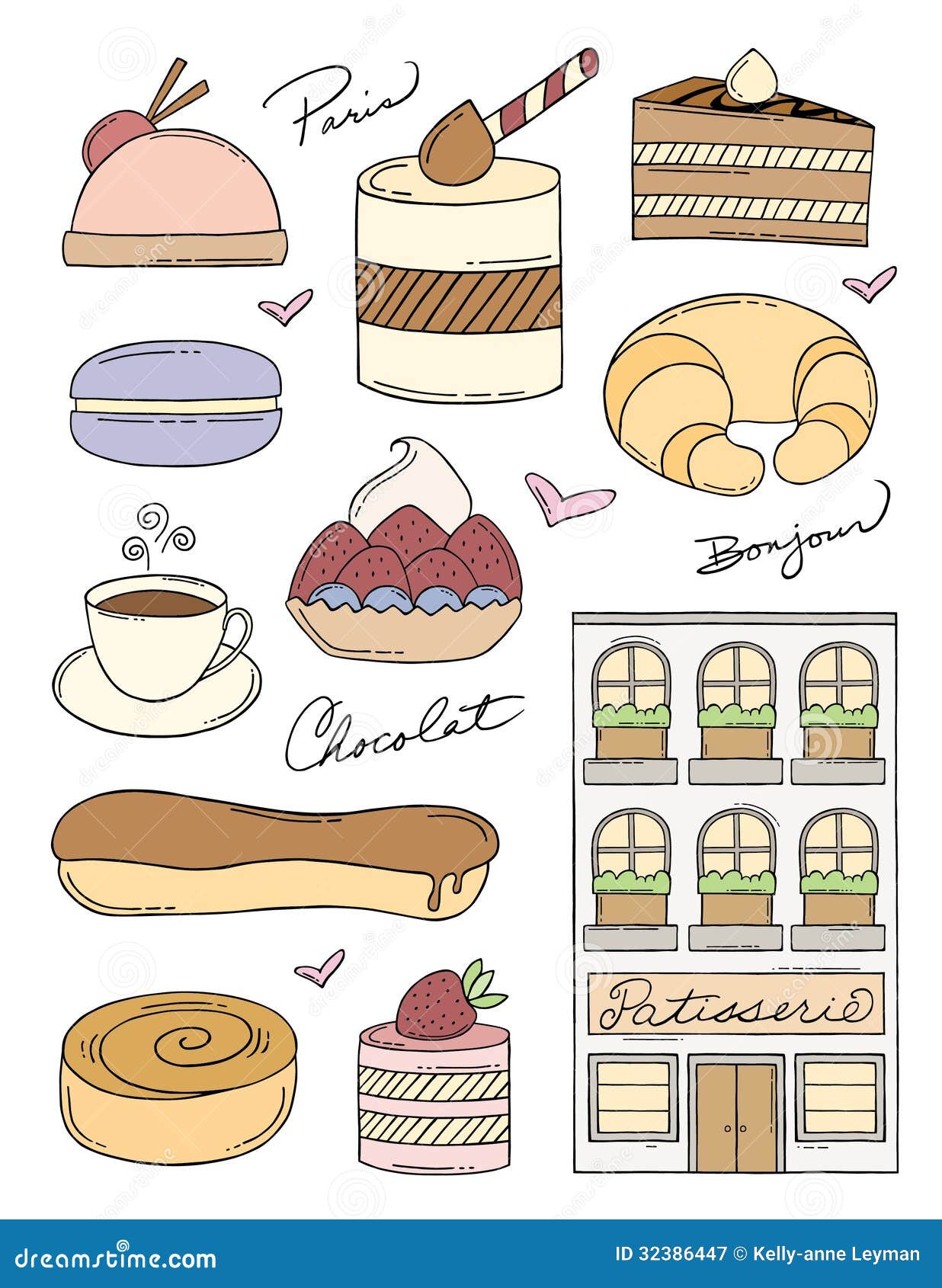 French Bakery Doodles stock vector. Illustration of doodle - 32386447