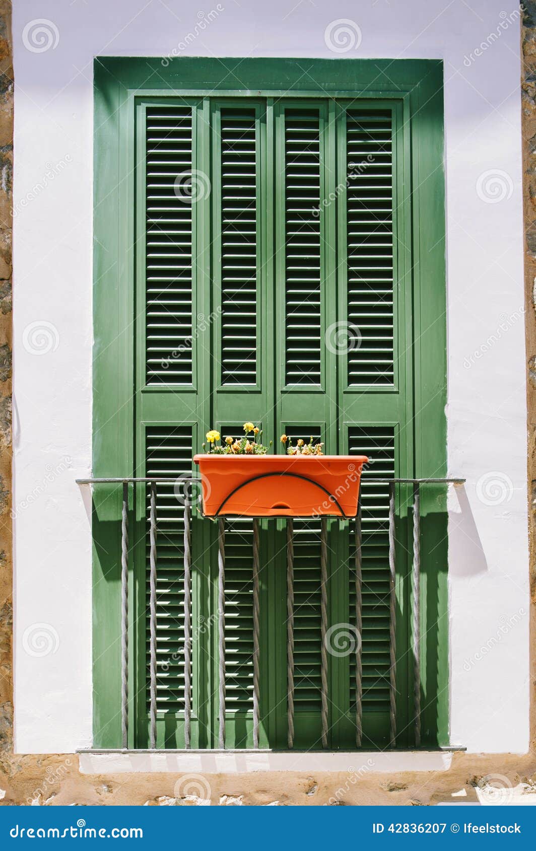 french balcony with closed window