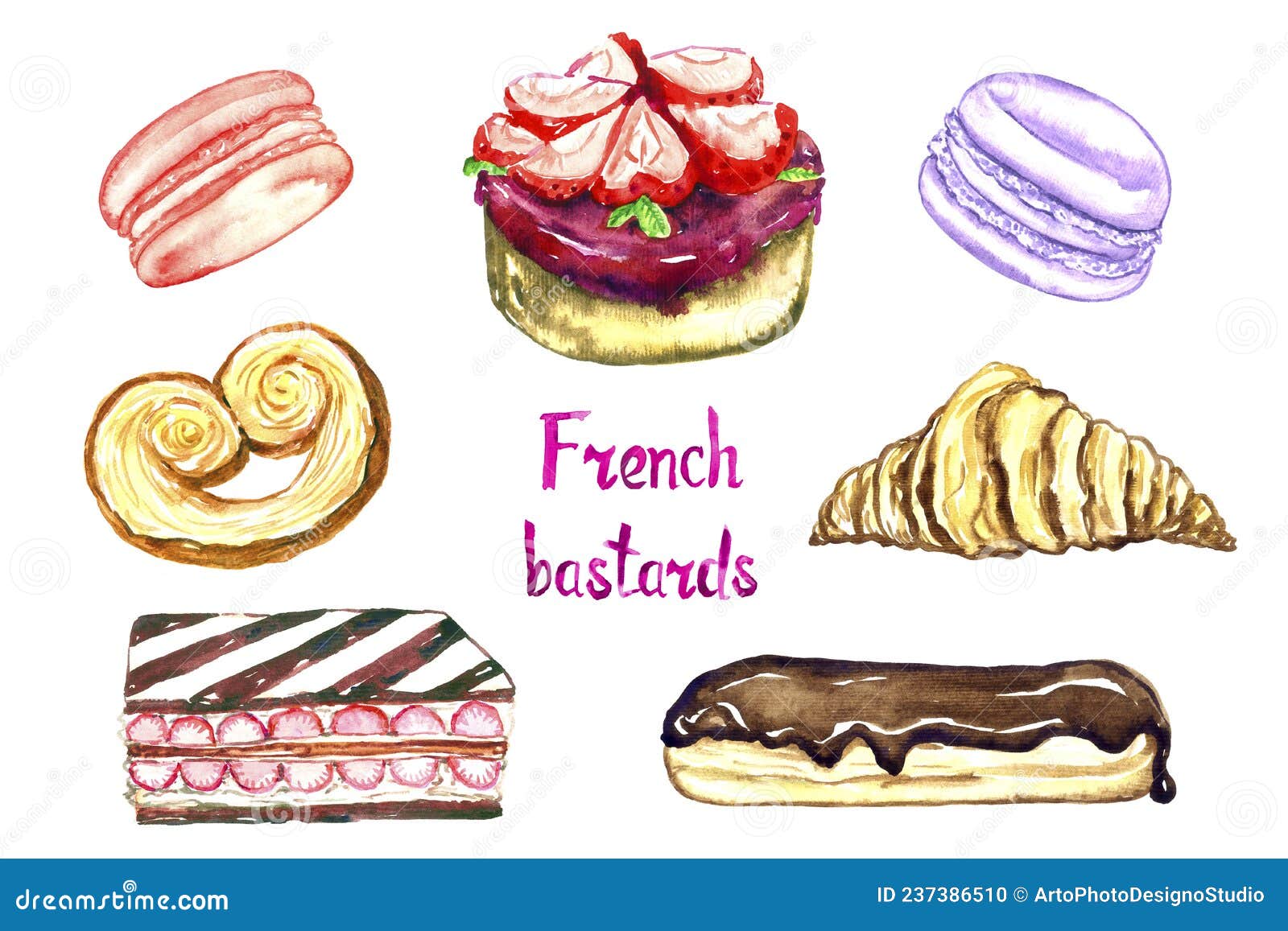 French Mille Feuille Pastry Watercolor Clip Art 4 High Quality -  in  2023