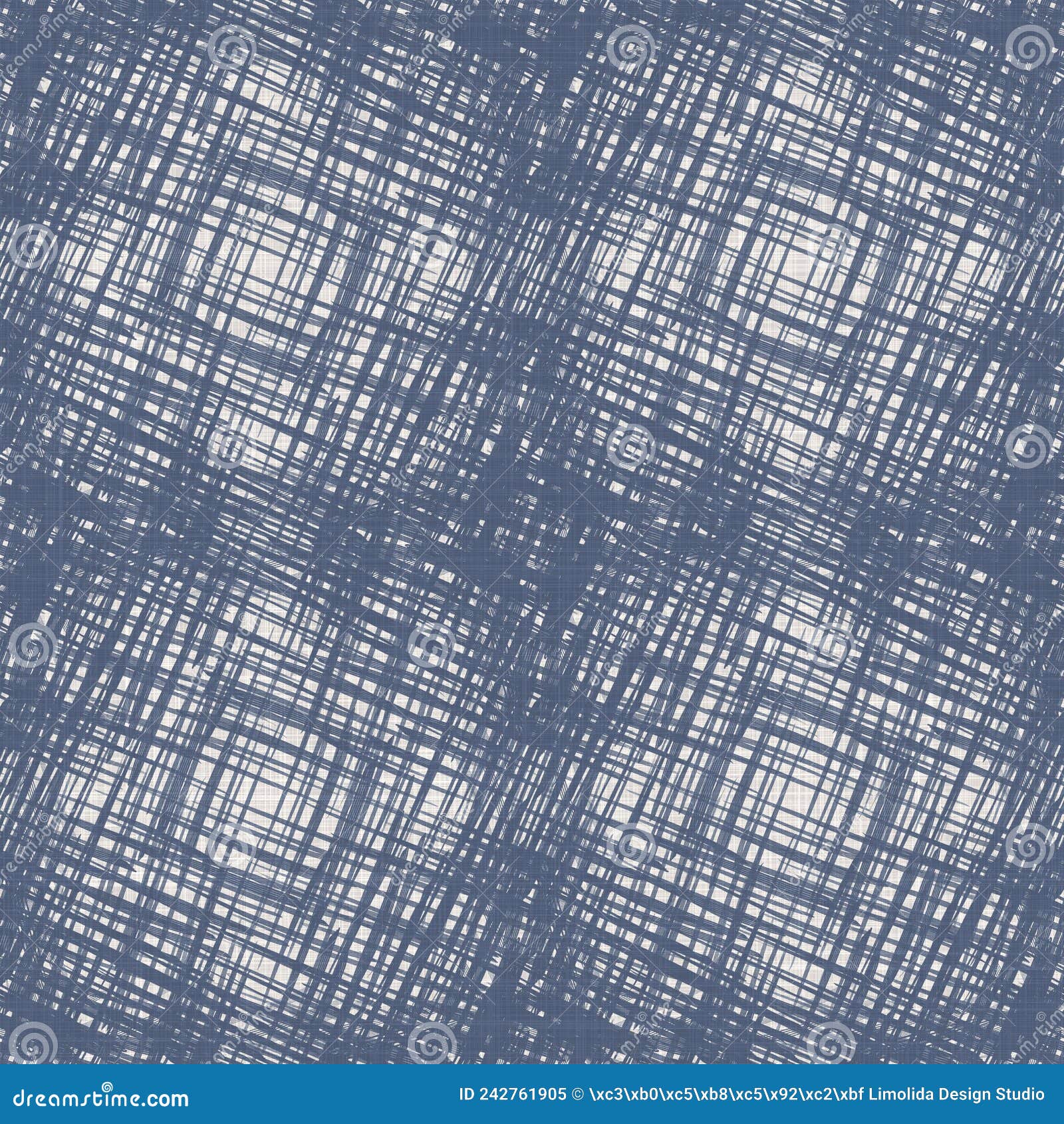 French Blue Irregular Mottled Linen Seamless Pattern. Tonal Country ...