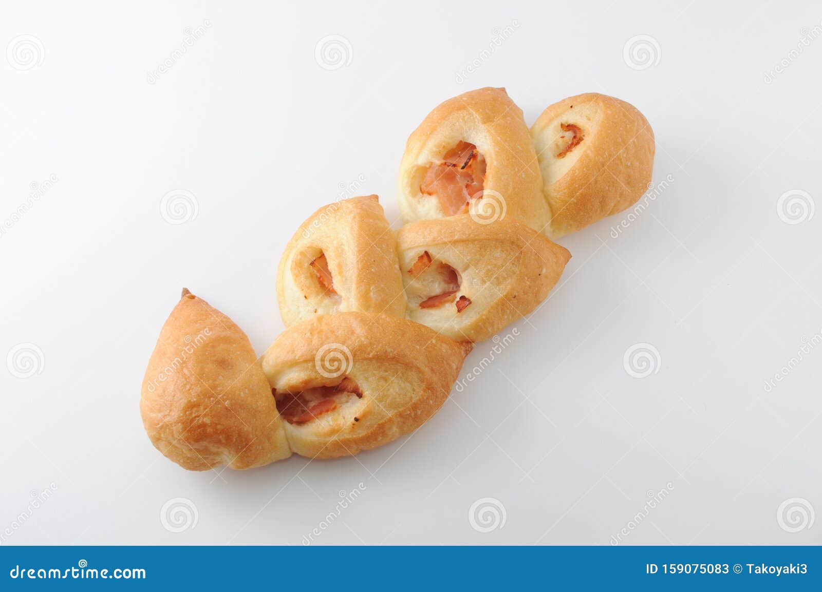 French Bread Bacon Epi on White Background Stock Image Image of food