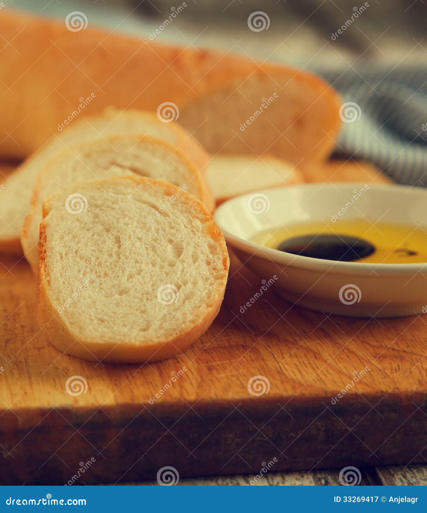 French Bread Baguette and Olive Oil. Stock Image - Image of fresh