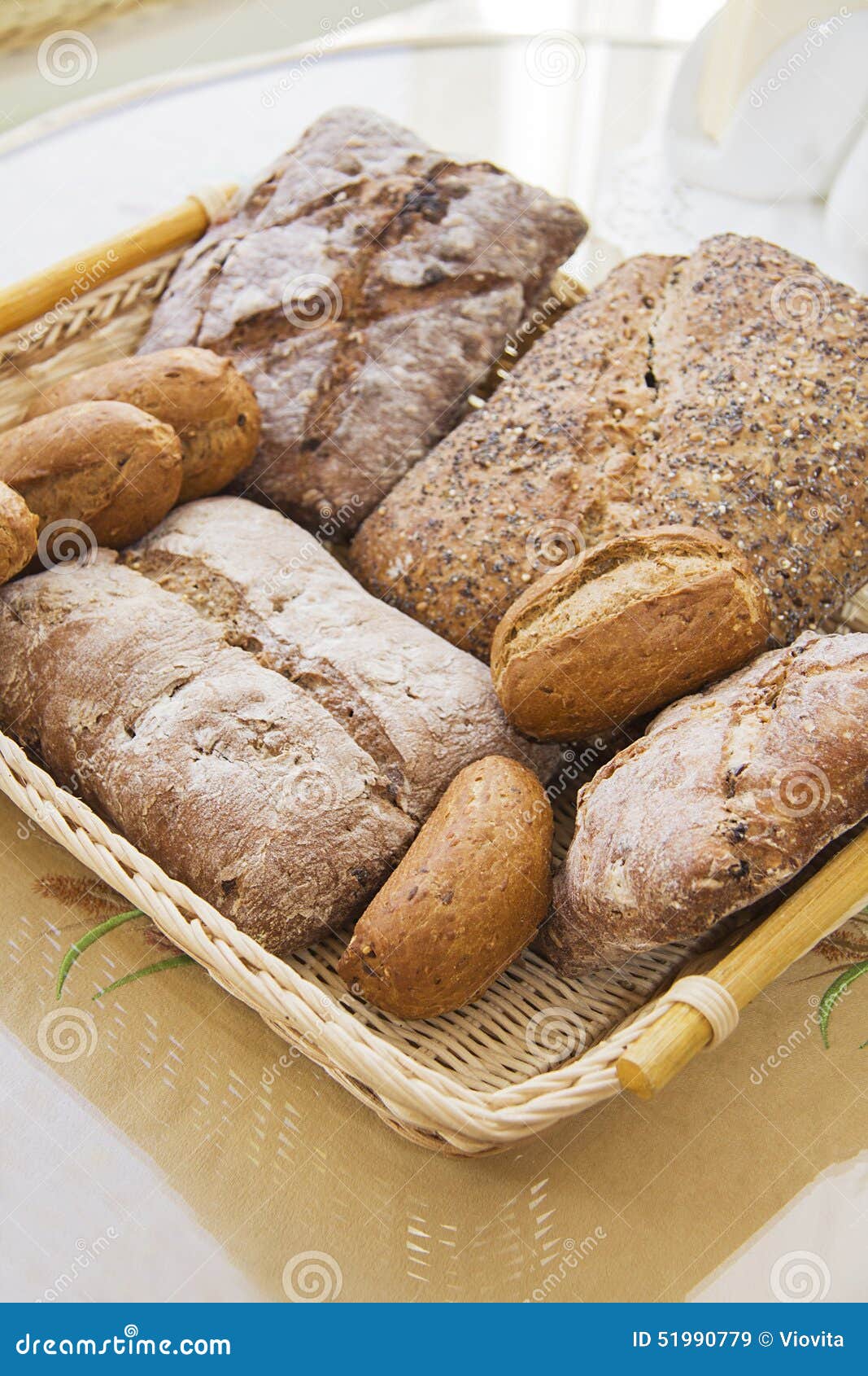 French bread in a basket stock image. Image of eating 51990779