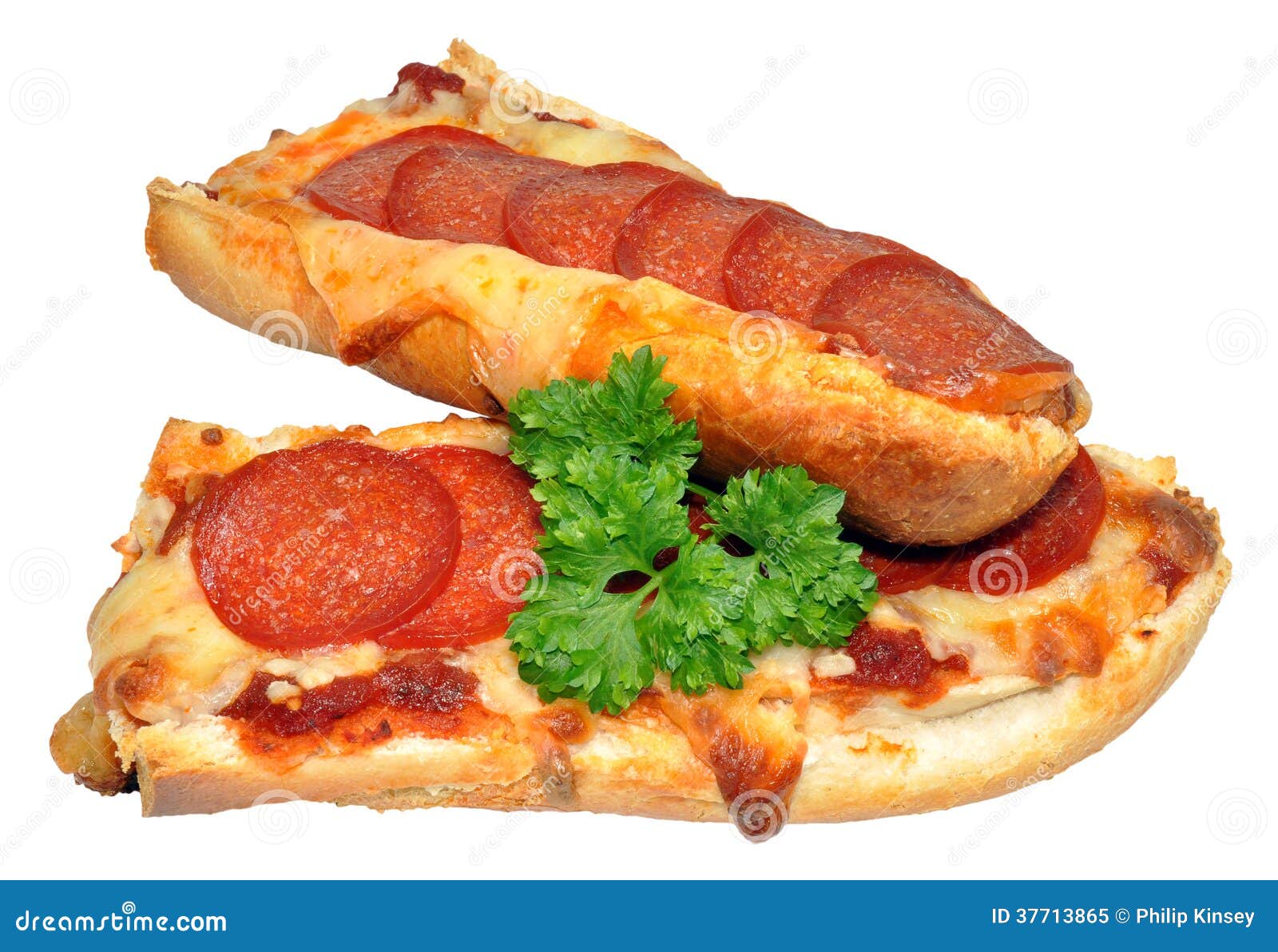 French Bread Pepperoni Pizza Stock Image Image of sausage, baton