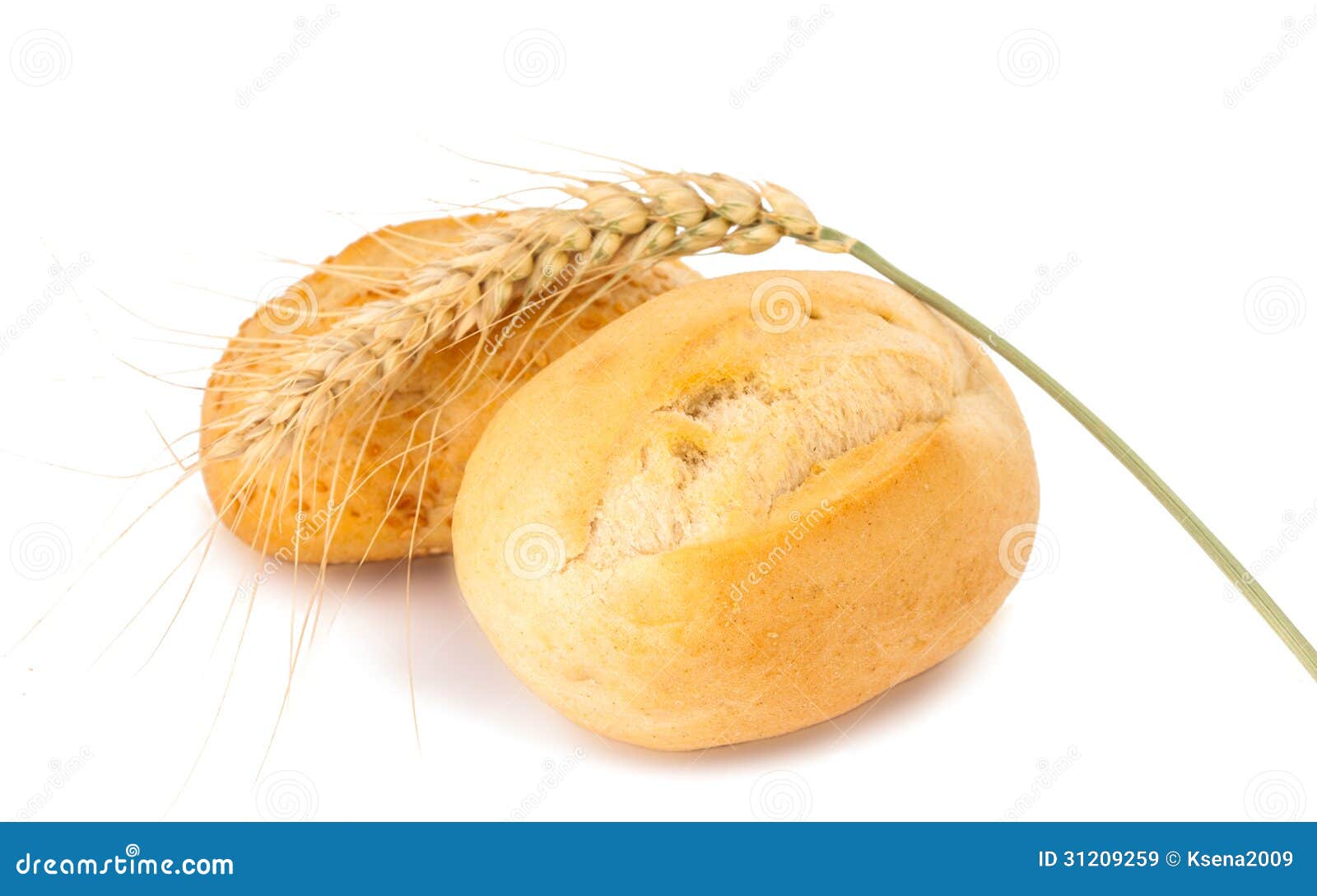 French bread rolls isolated on white background