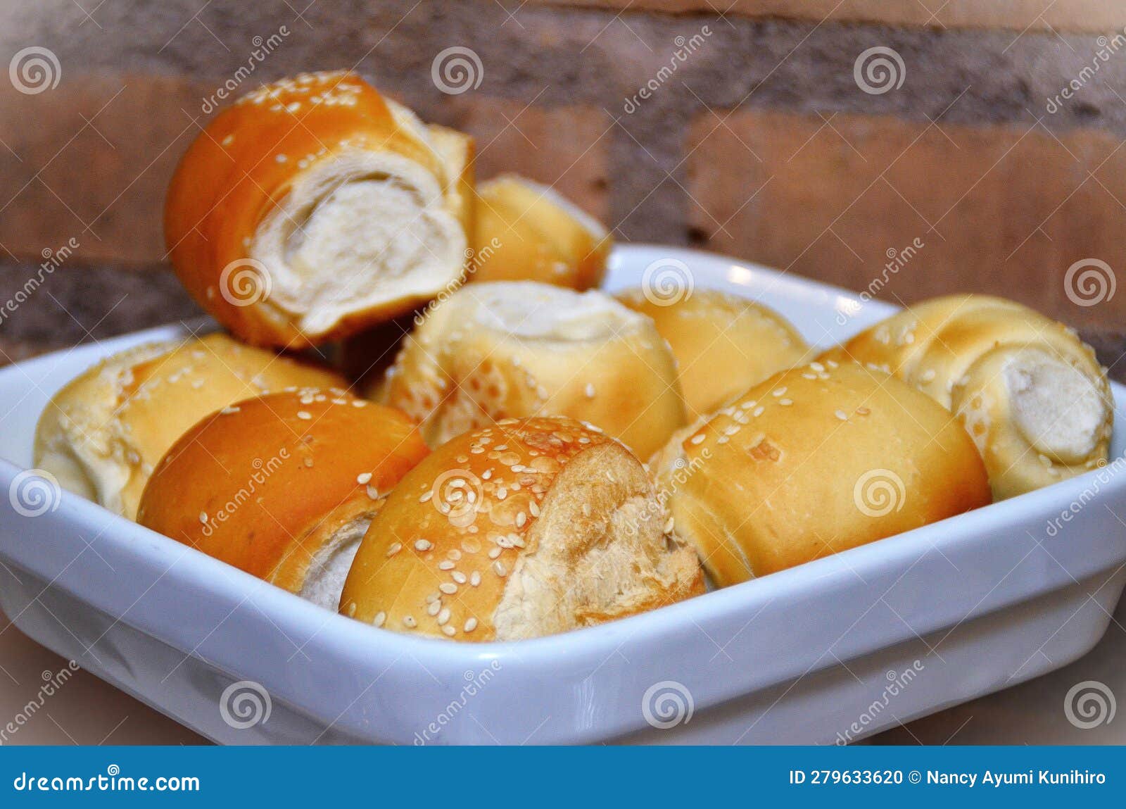 French Bread with Sesame on the Table Stock Photo Image of plant