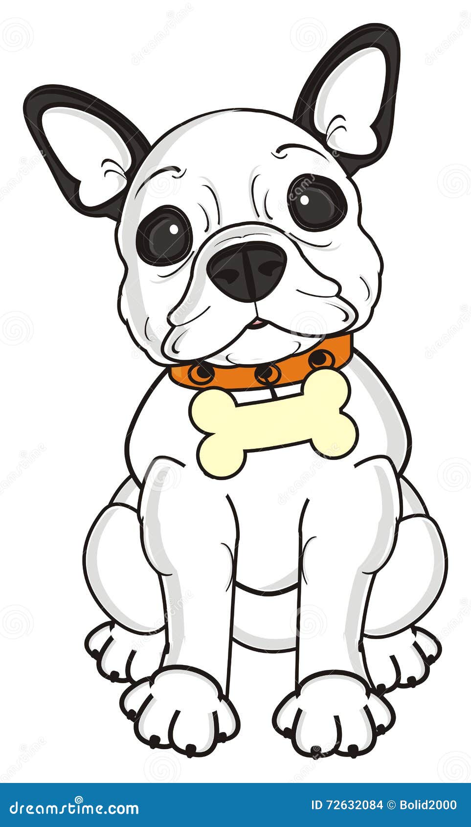 French Bulldog Puppy with a Collar Stock Illustration - Illustration of ...