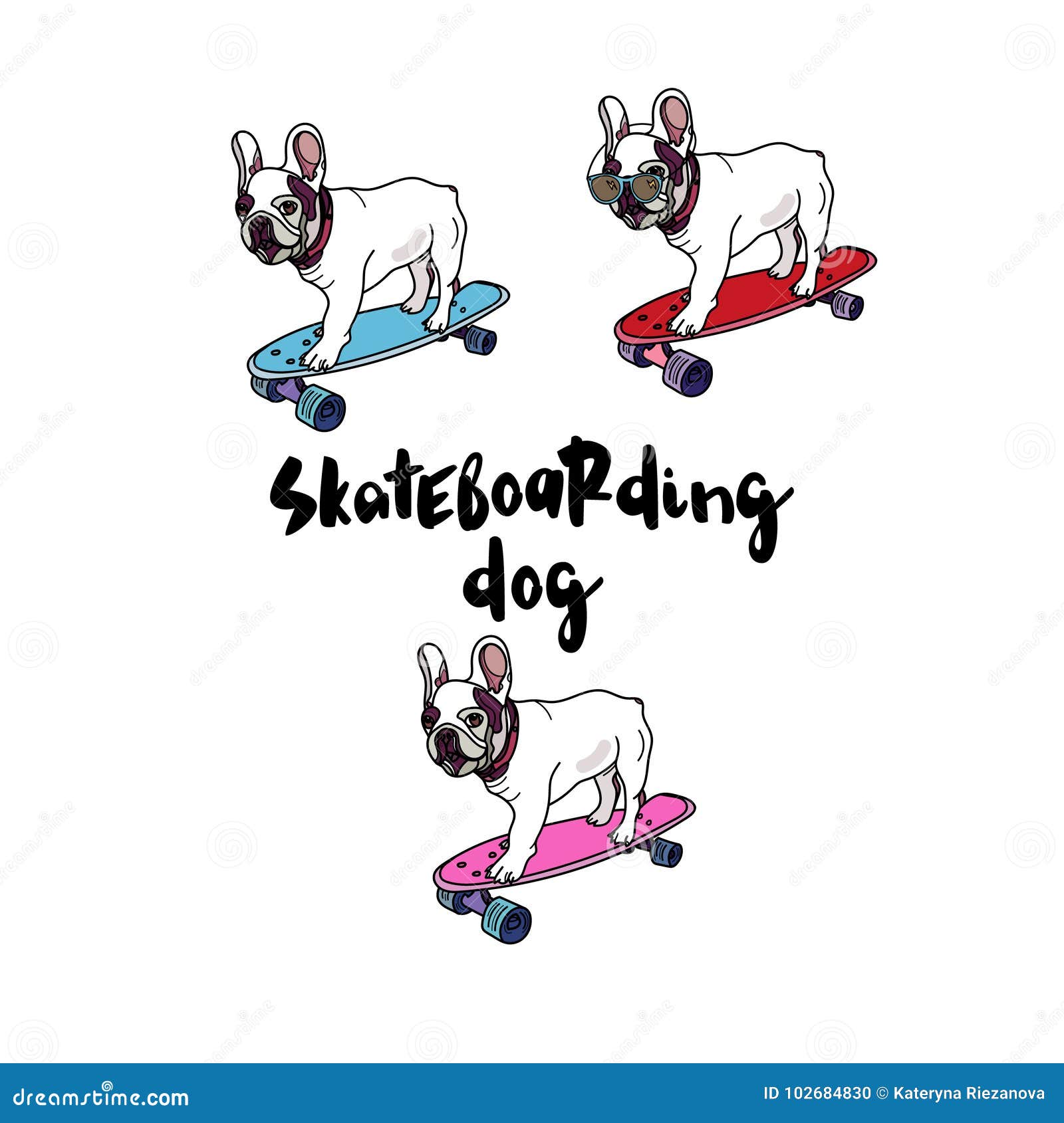 protest Shredded stavelse French Bulldog on Skateboard Vector Illustration. Stock Vector -  Illustration of vector, drawing: 102684830