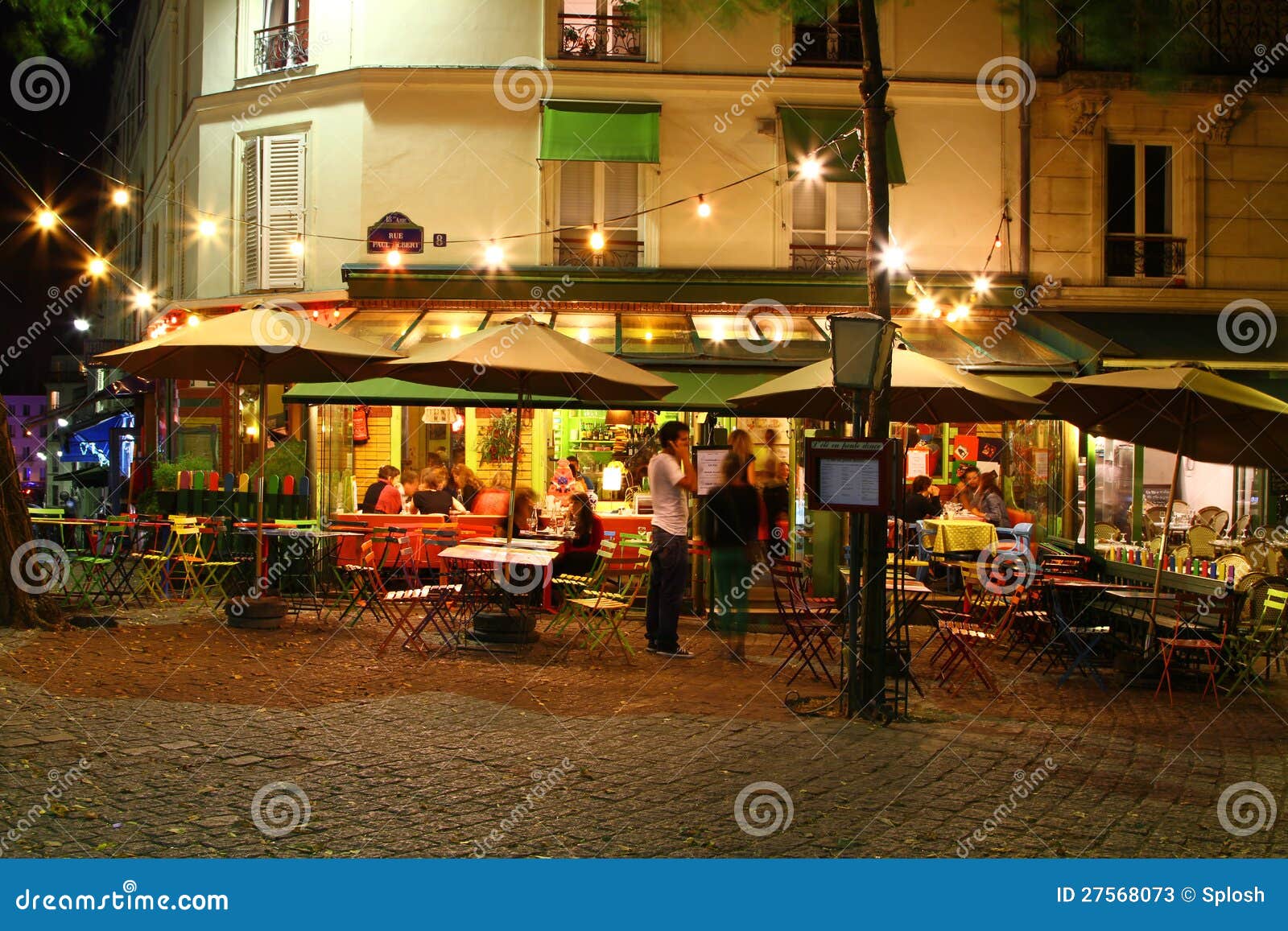 French cafÃ© at night editorial stock photo. Image of building 27568073
