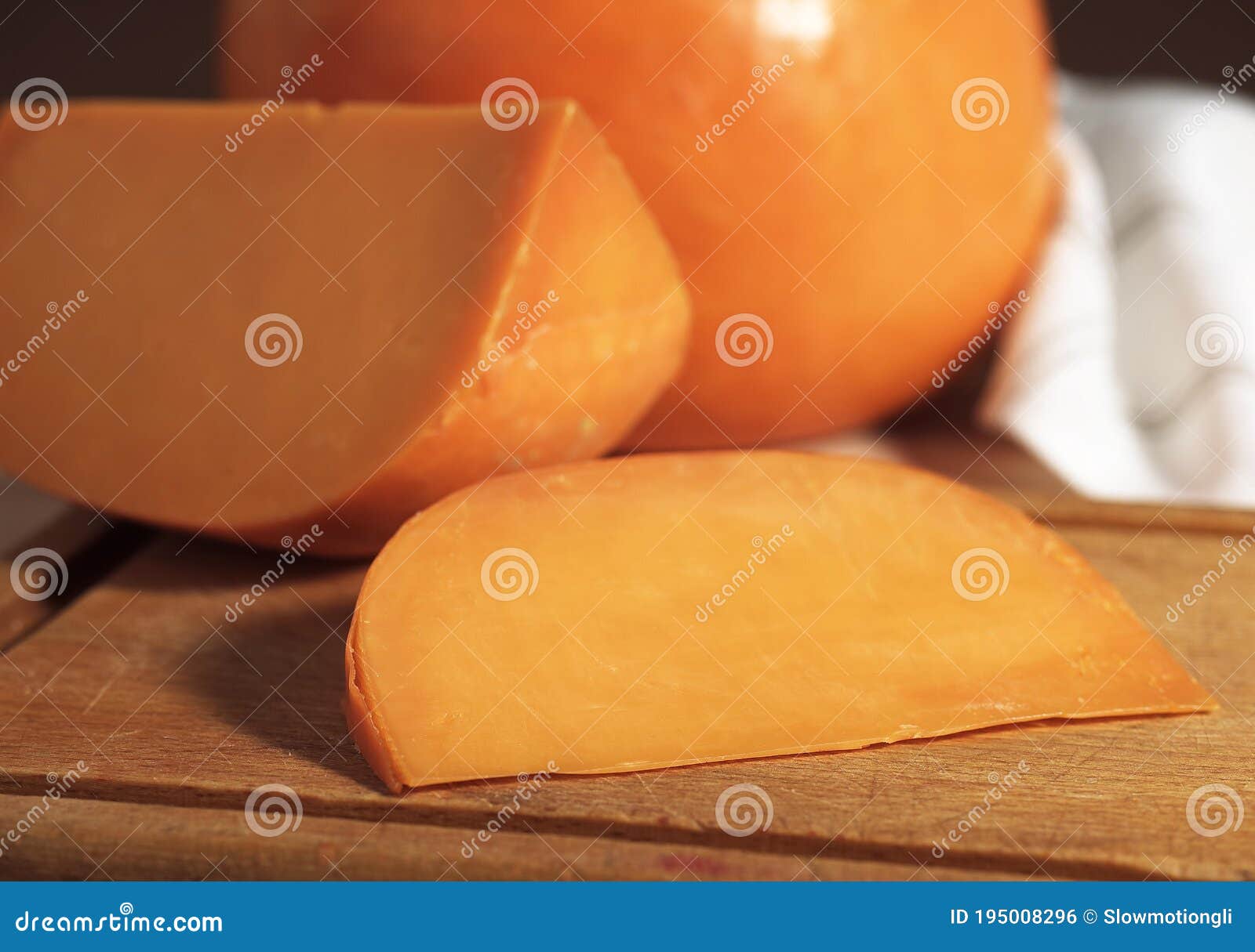 French Cheese Called Mimolette, Cheese Made with Cow`s Milk Stock Photo