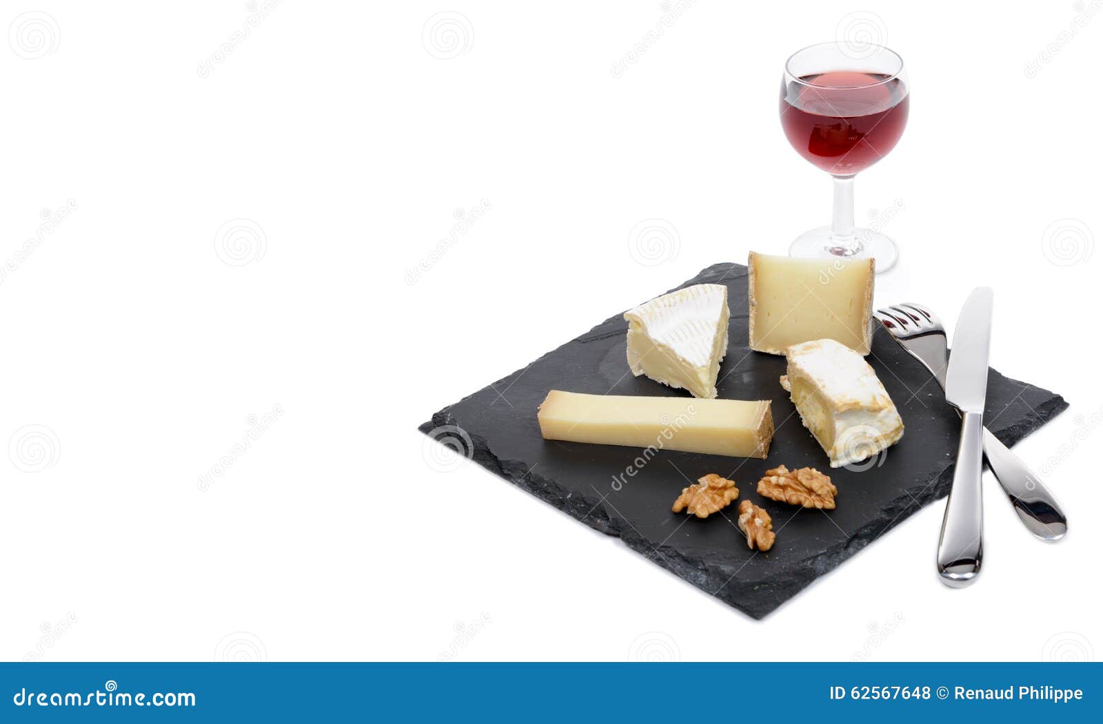 French Cheese Platter with a Glass of Red Wine Stock Photo Image of