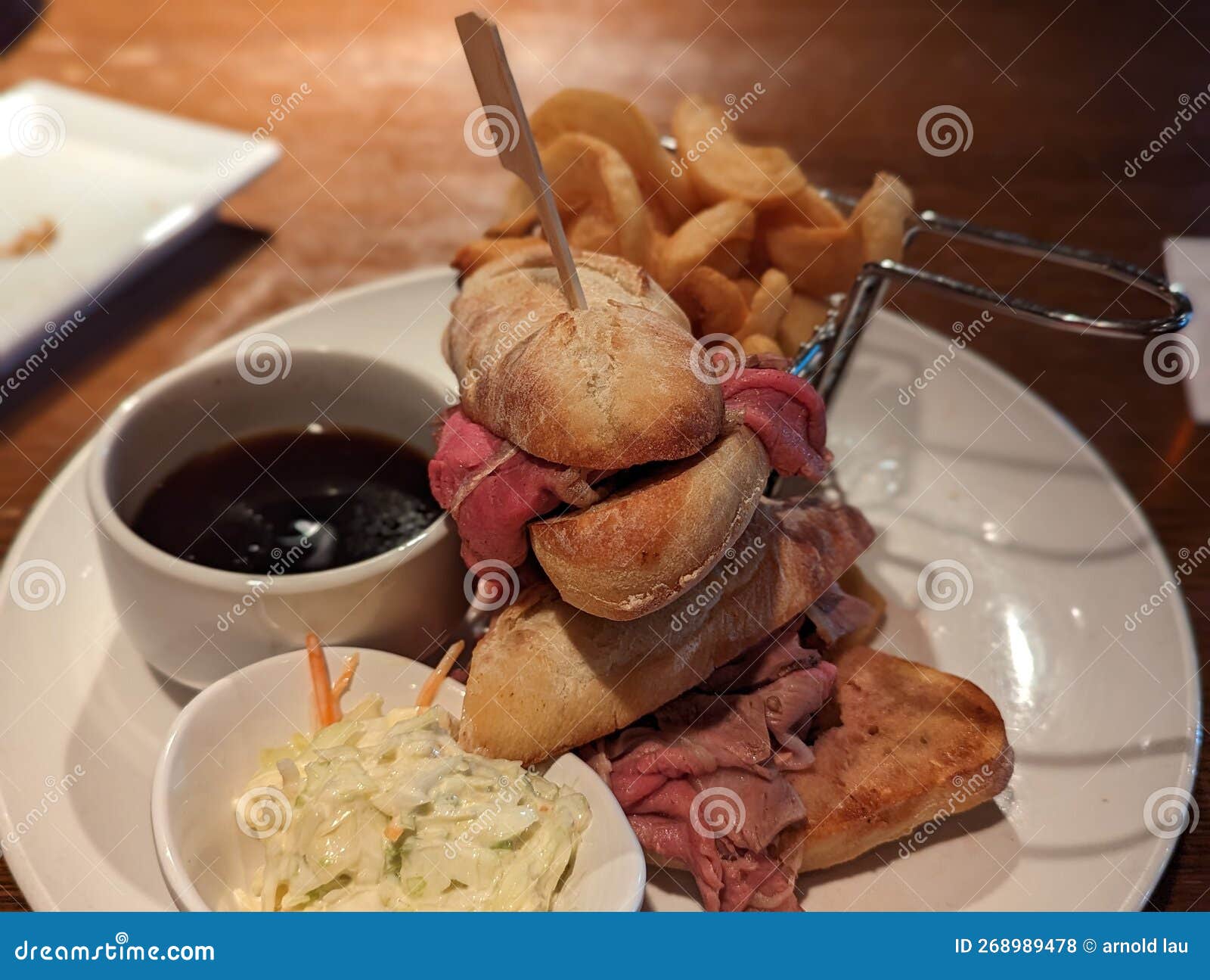 French Dip Sandwich Roast Beef Fries Stock Photo Image of sandwich