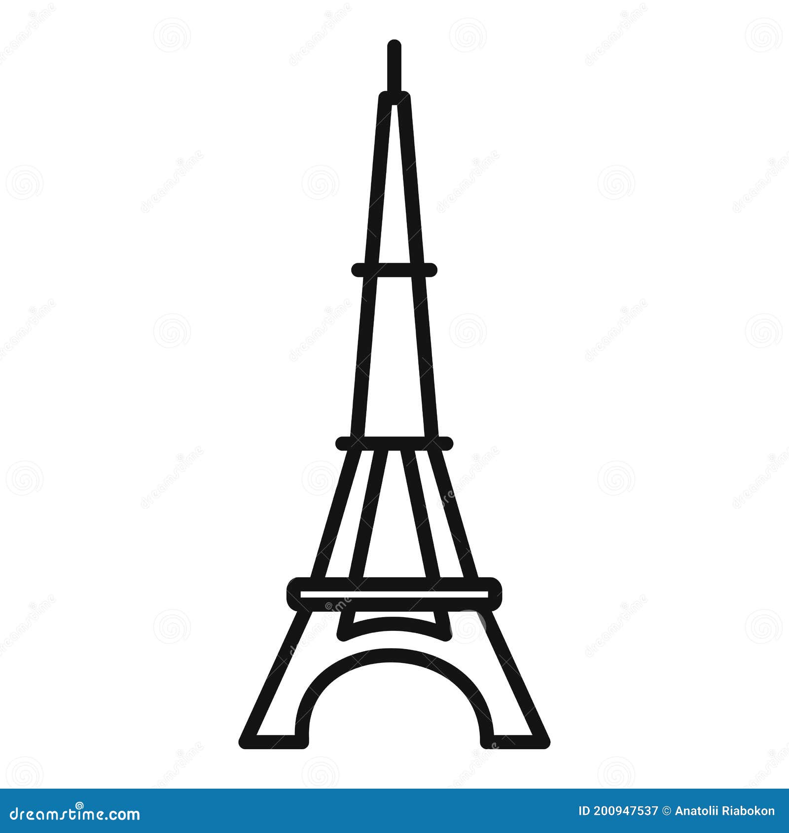 Eiffel Tower Logo Monochrome Design Style Stock Vector