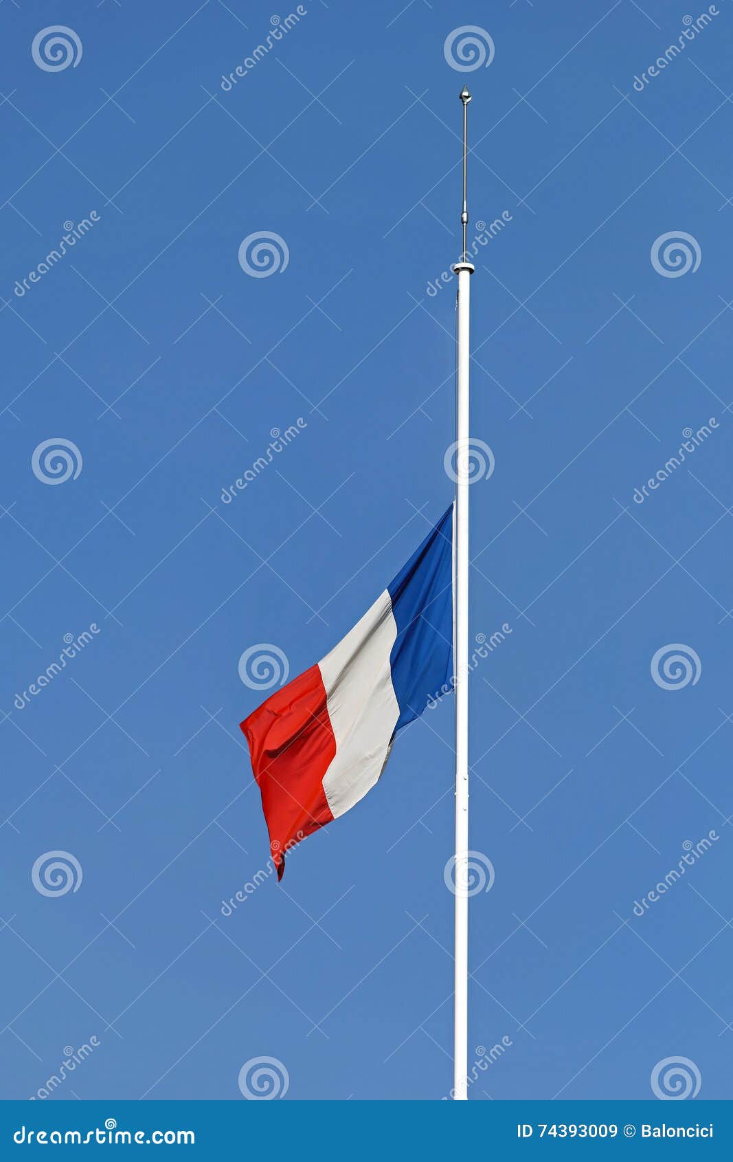 French Flag Half Staff stock image. Image of national 74393009