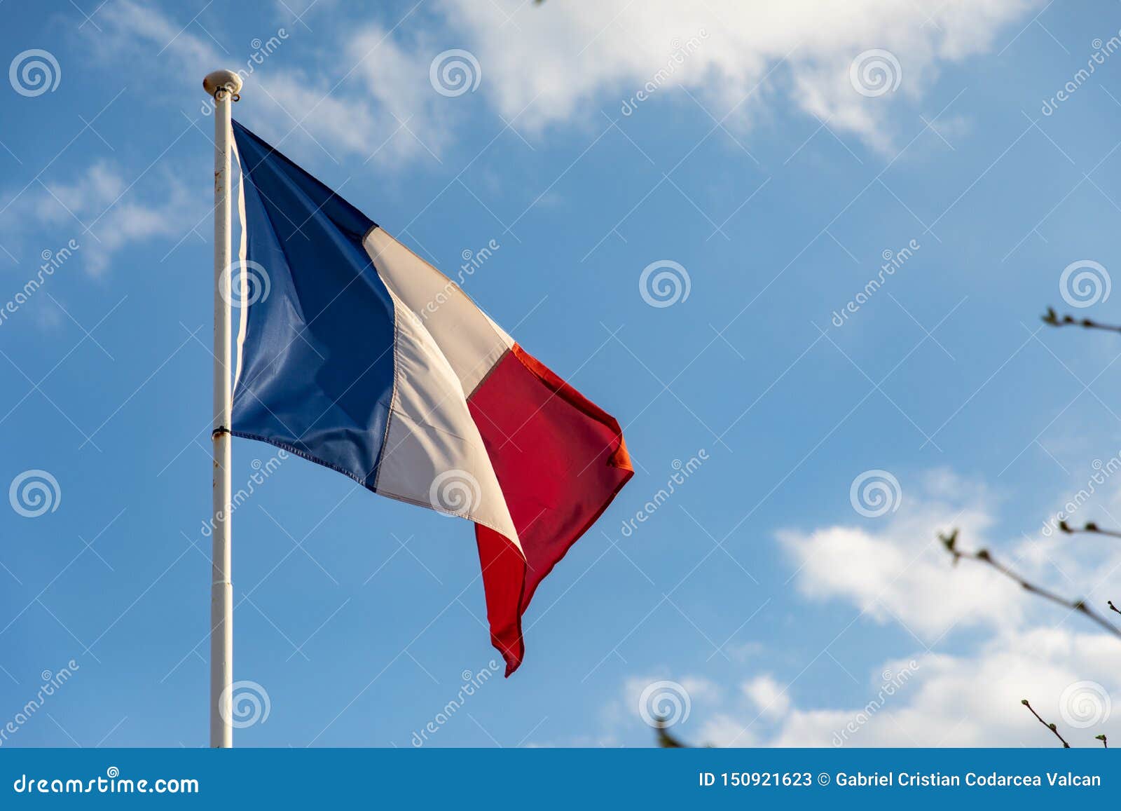 French Flag Waving on the Wind Stock Image Image of independence