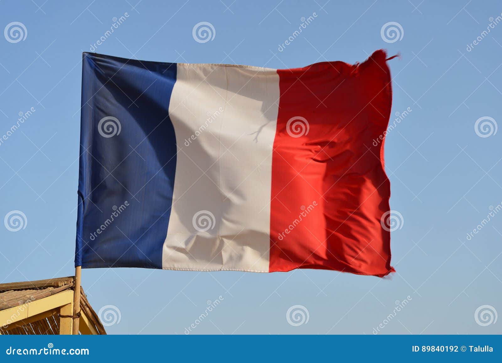 French Flag Waving in the Wind Against the Sky Stock Photo Image of