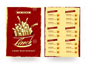 French Food Restaurant Menu Card Stock Illustration Illustration Of 