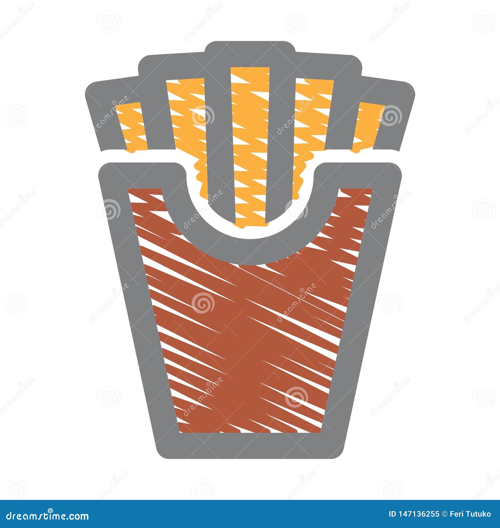 french fries color with cartoon theme  icon