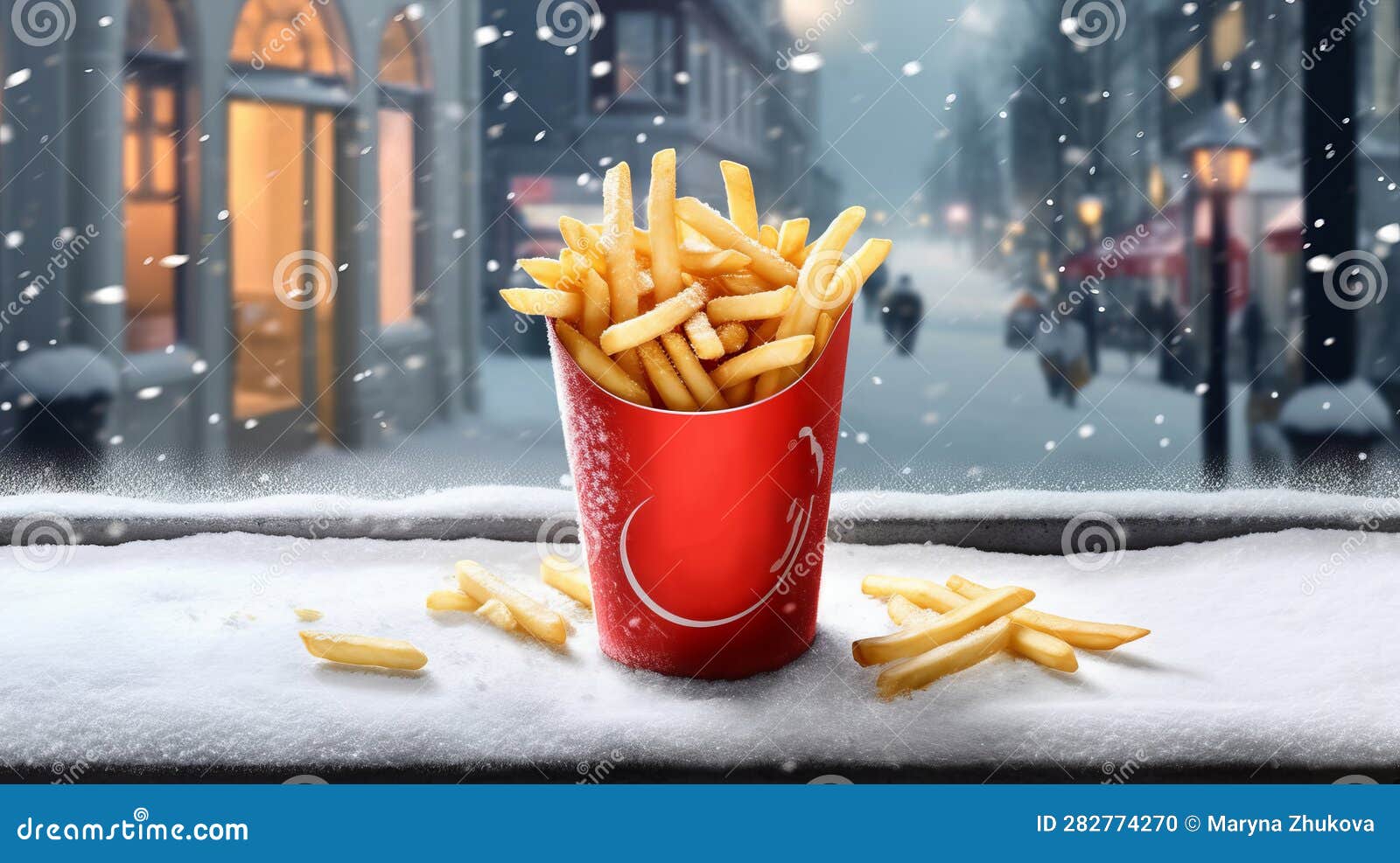 French Fries in Craft Paper Packaging. Street Fast Food Takeaway, Cafe  Banner Stock Illustration - Illustration of paper, dish: 282774270