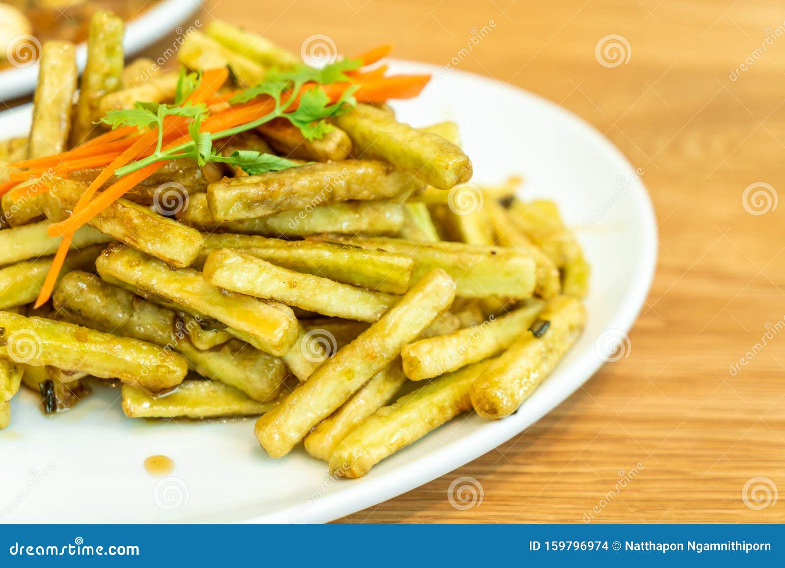 French Fries Eggplant with Sauce Stock Photo Image of selective