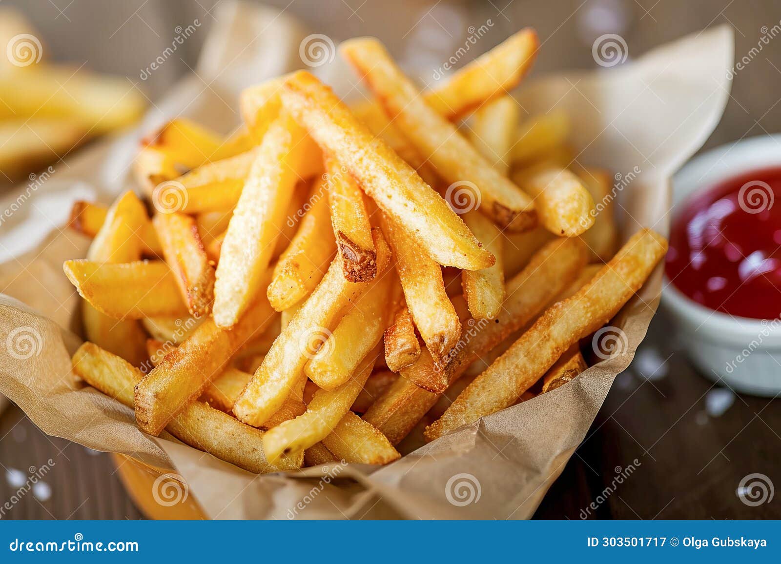 French Fries in a Fast Food Restaurant. Fast Food. AI Generated. Stock