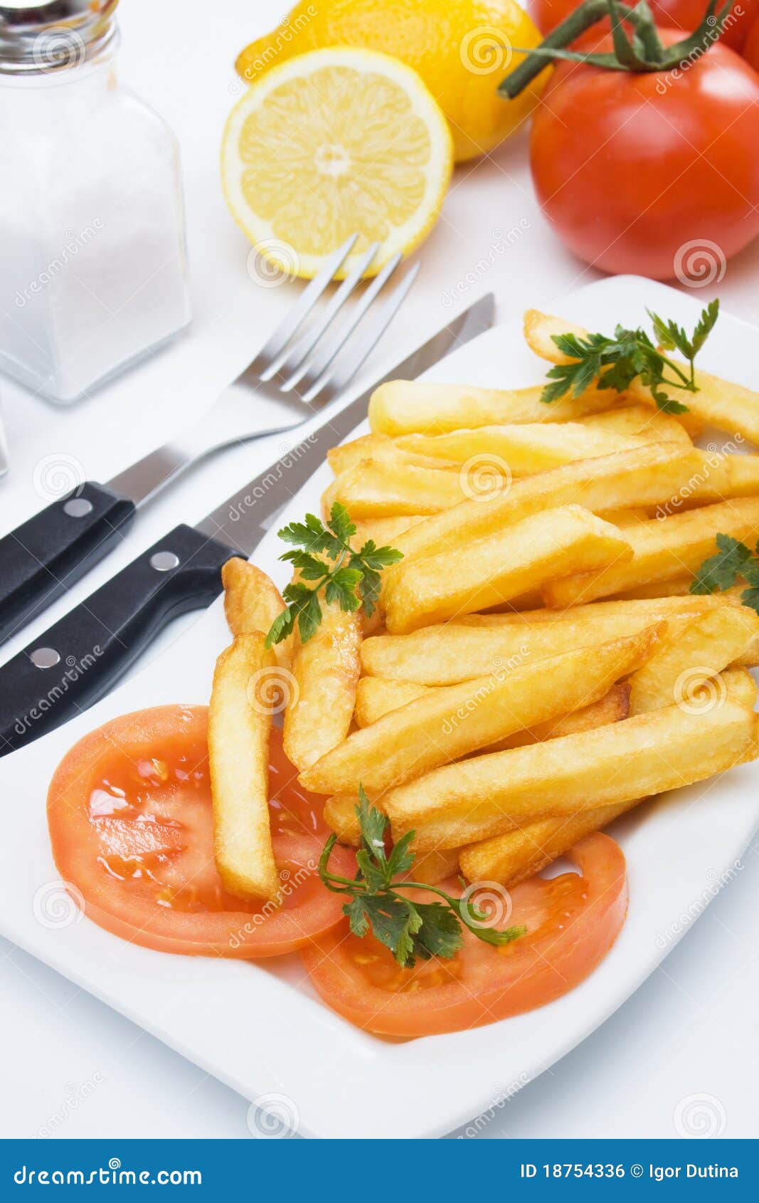 French Fries with Fresh Tomato Stock Photo Image of meal, fast 18754336