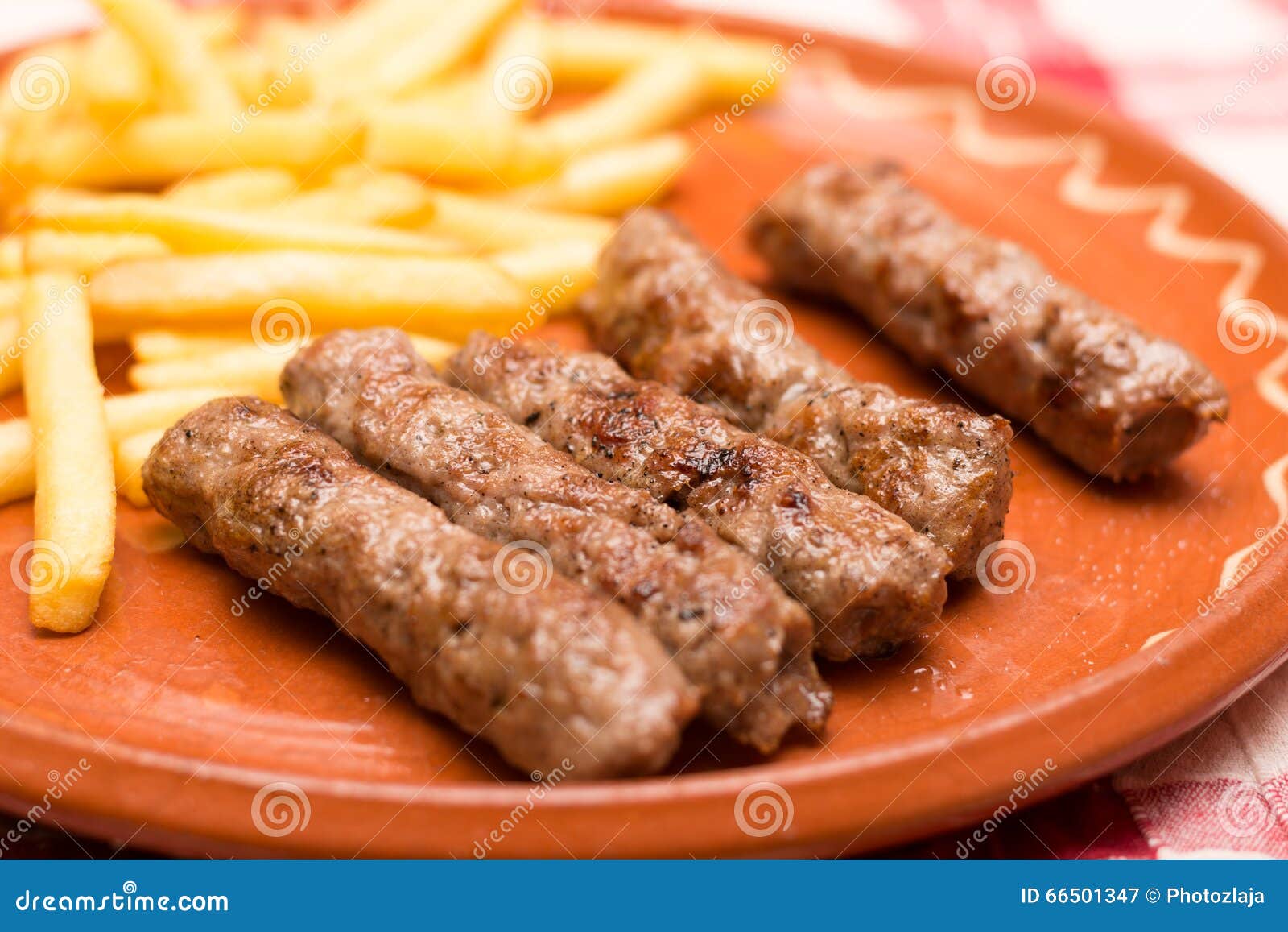 French Fries and Kebabs on the Plate Stock Image Image of arabian