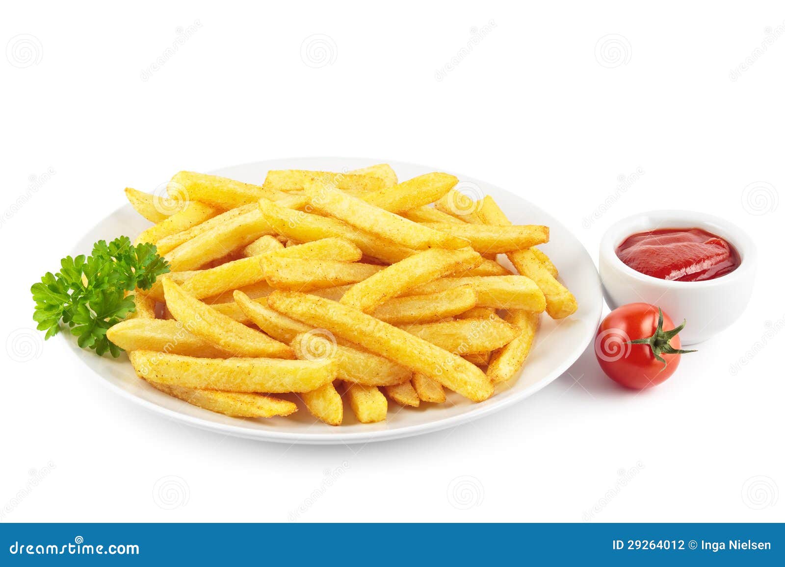 French fries with ketchup stock photo. Image of chips 29264012