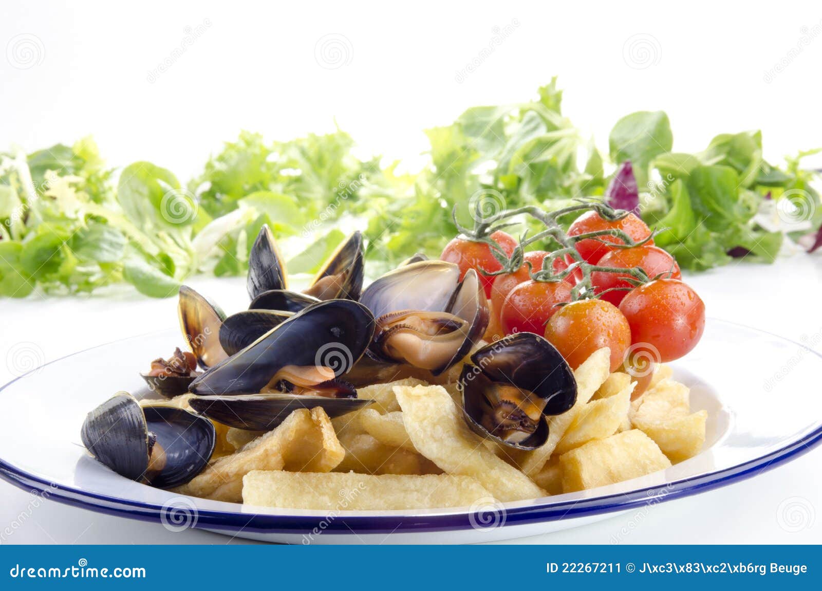 French fries with mussels stock image. Image of fried 22267211